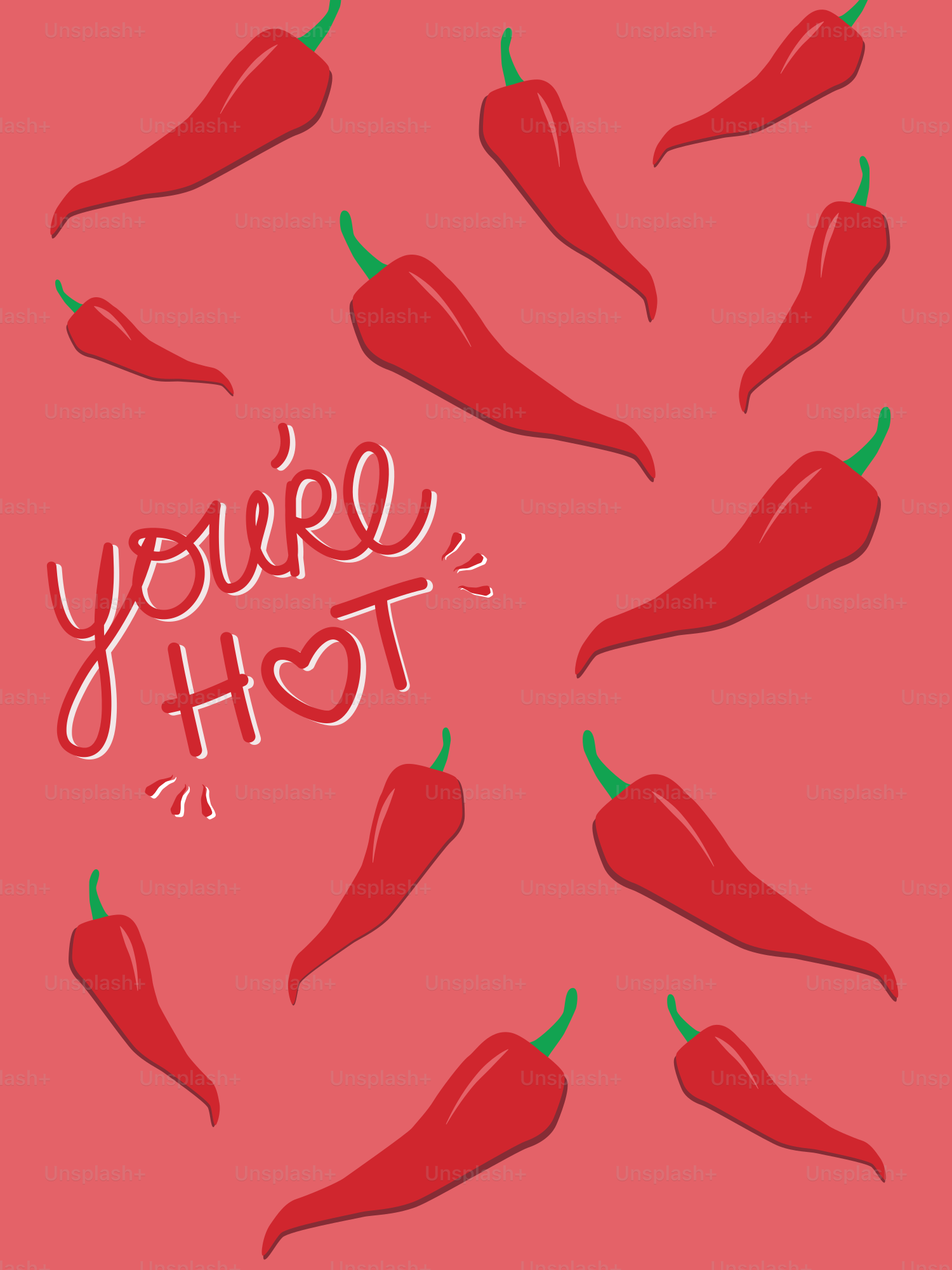 Una tarjeta con pimientos rojos y las palabras you're hot