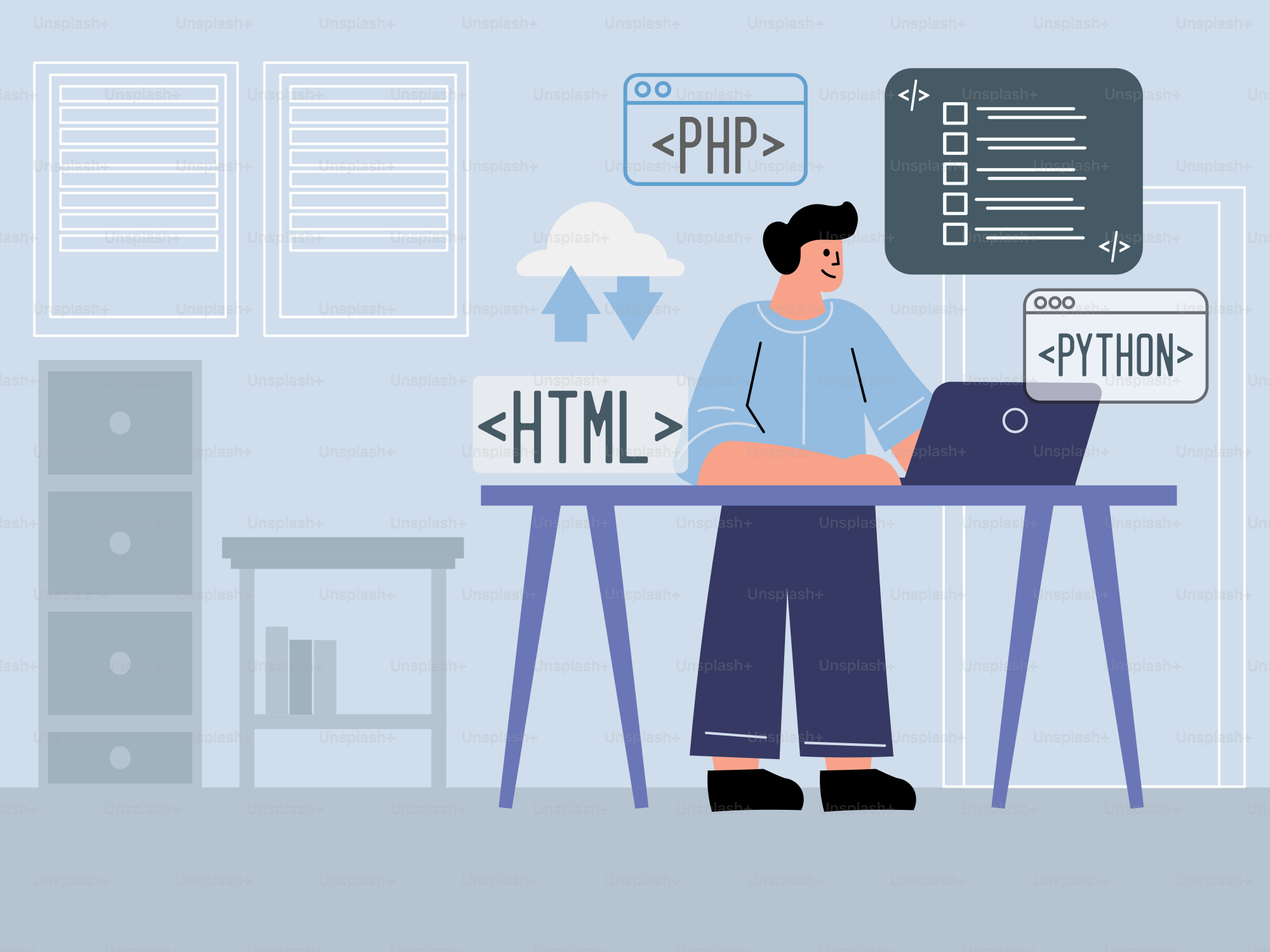 Un uomo seduto a una scrivania con un portatile