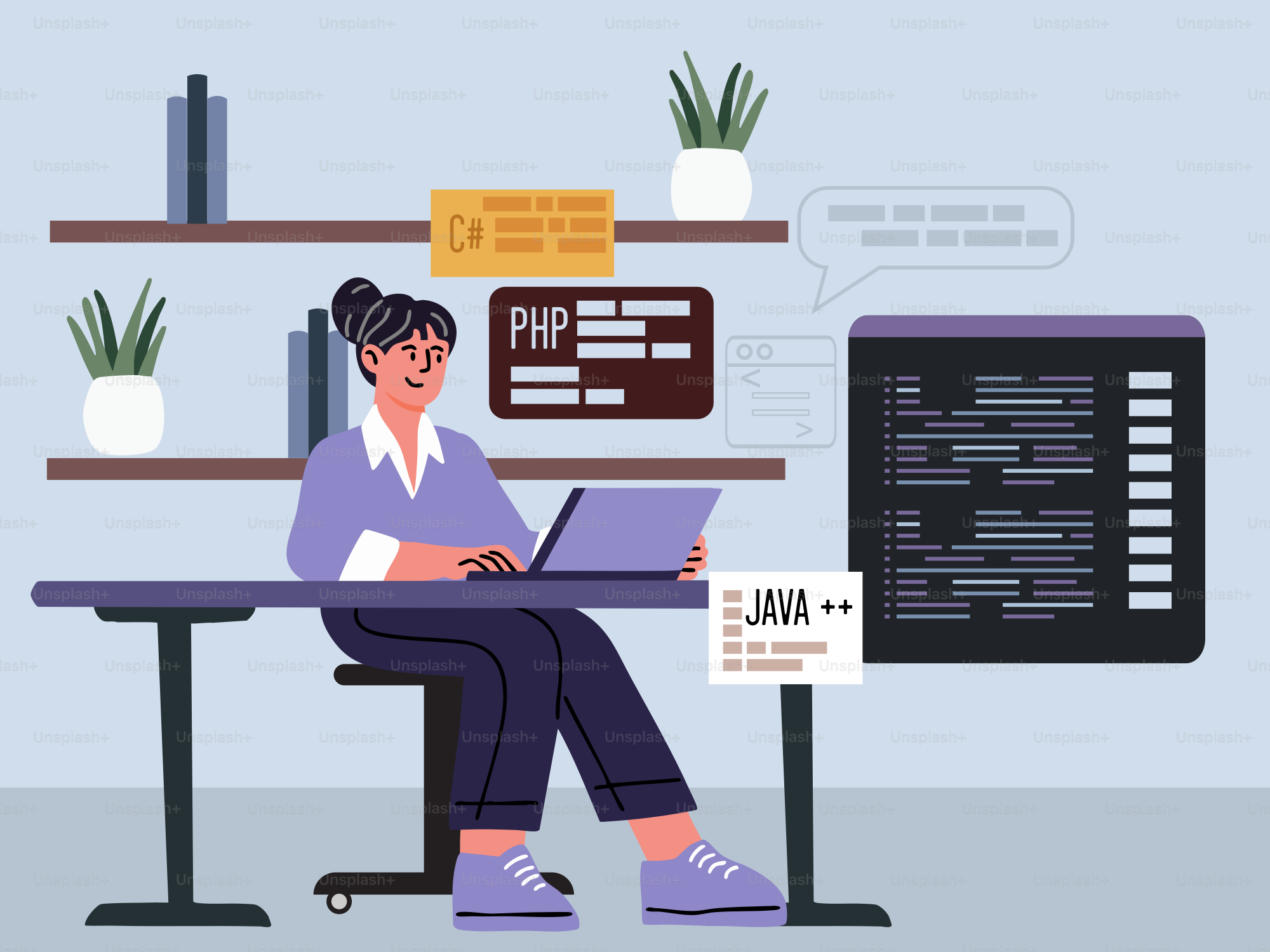 Una donna seduta a un tavolo con un computer portatile