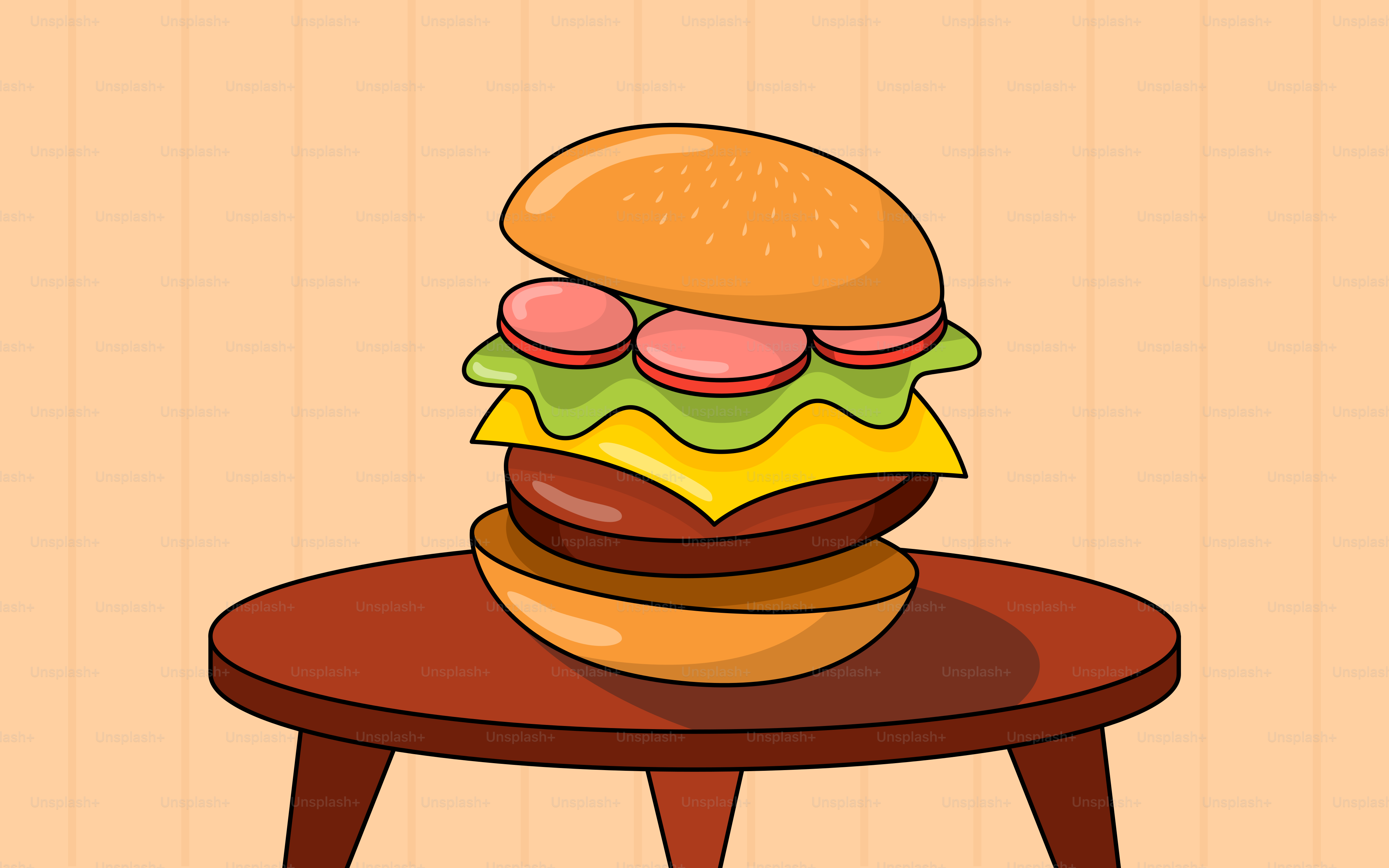 A hamburger sitting on top of a wooden table
