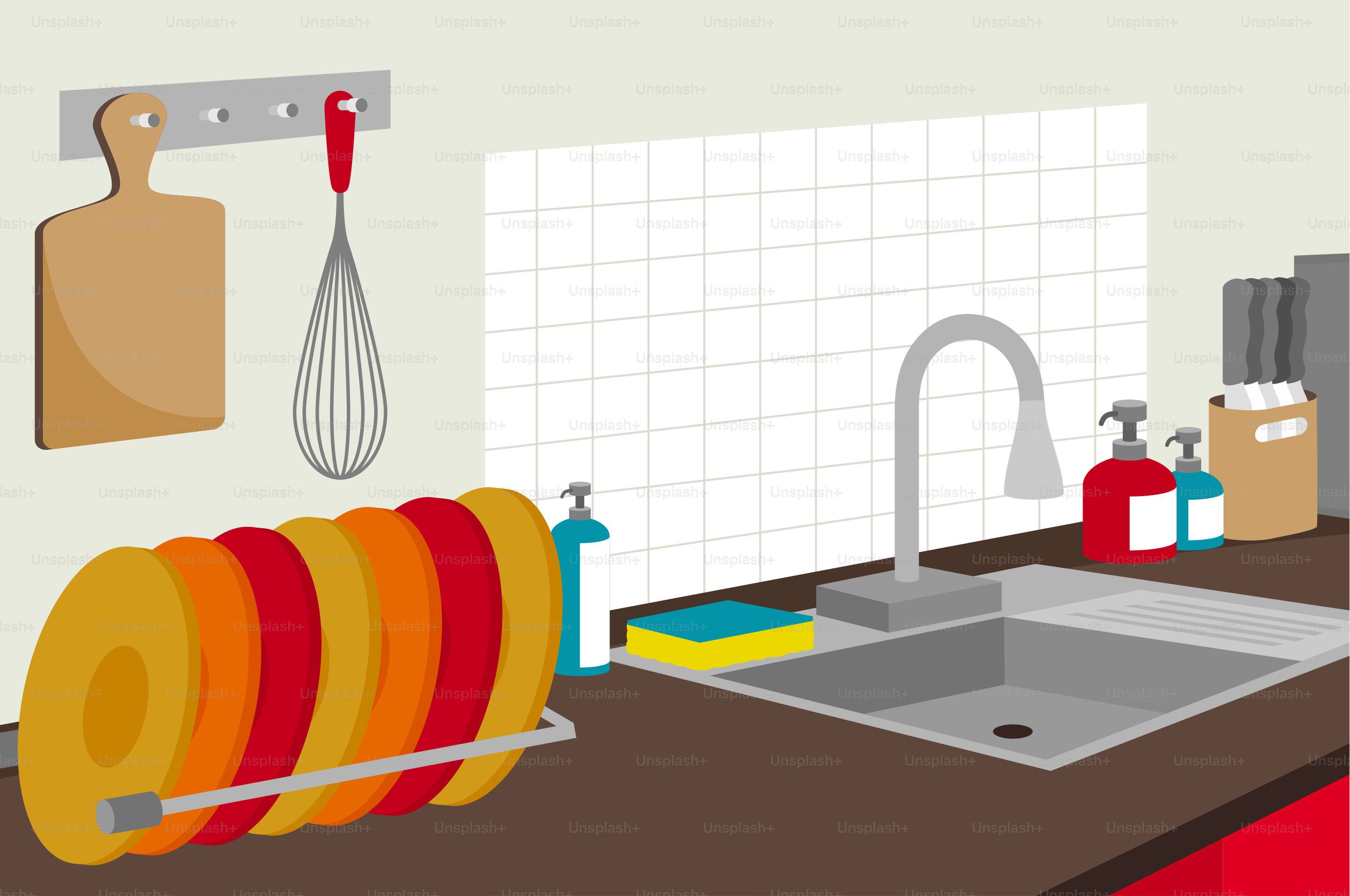 Eine Küche mit Spüle und Arbeitsplatte