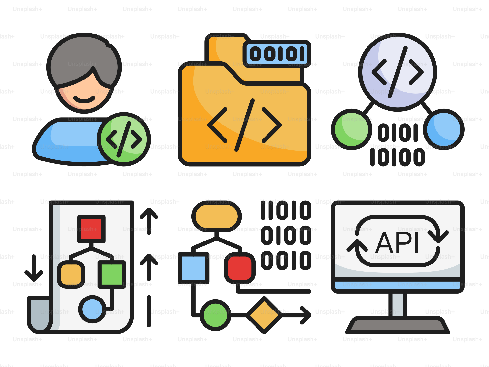 たくさんのアイコンが表示されたコンピューター画面
