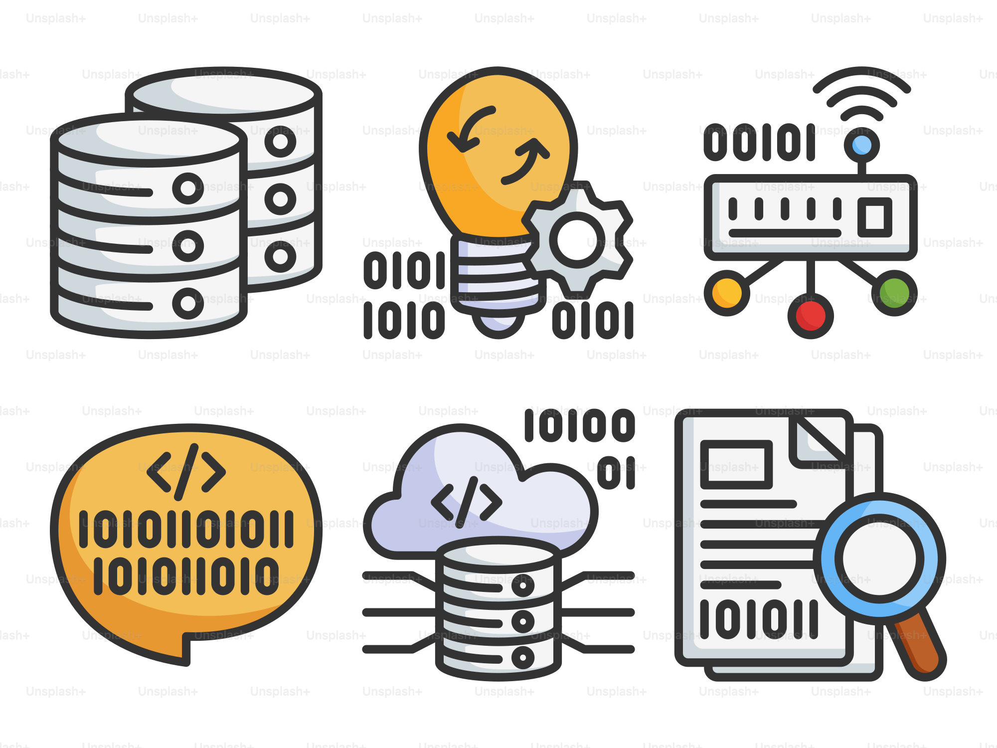 A bunch of icons that are on a white background