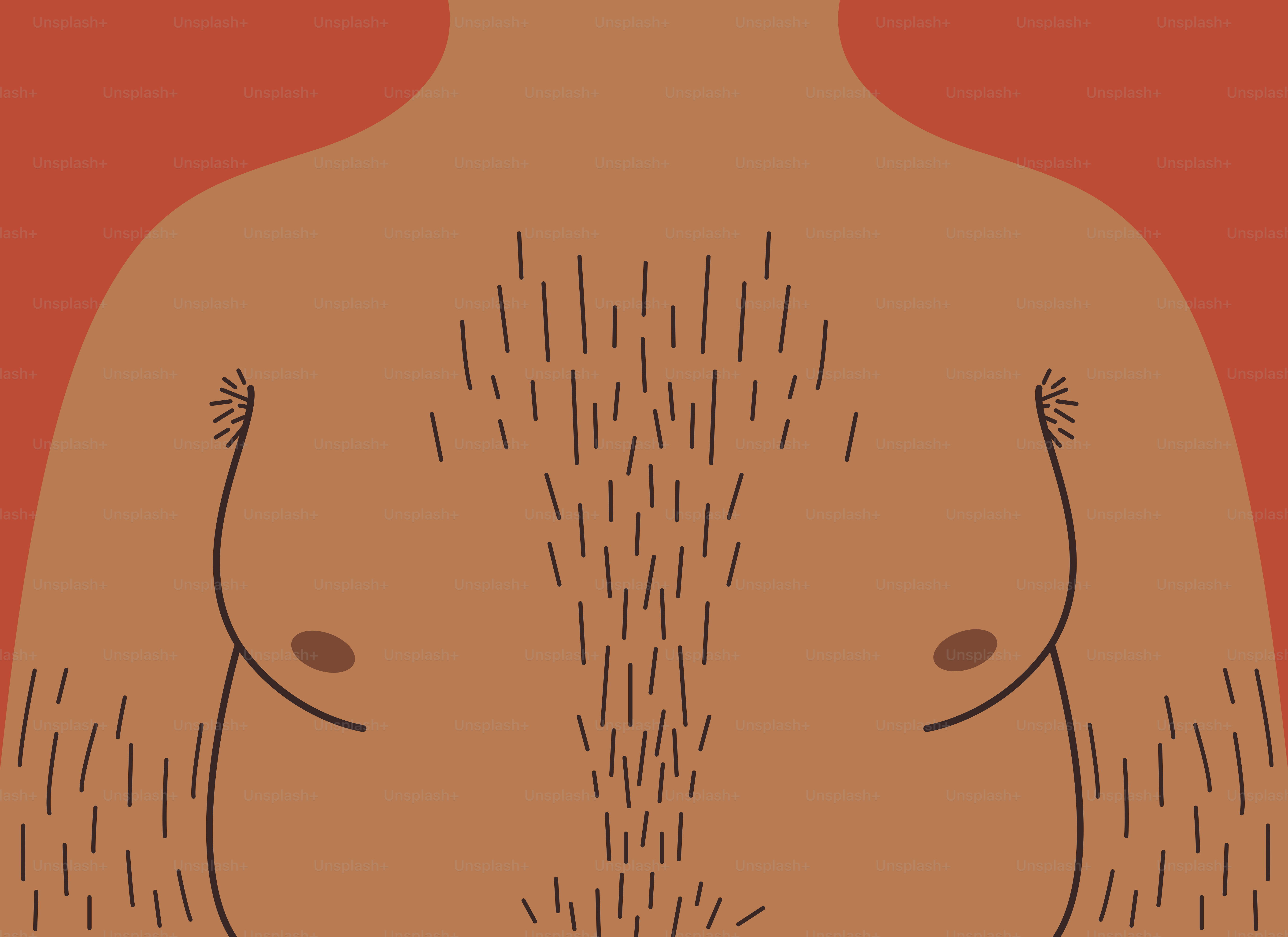 Eine Zeichnung des Oberkörpers eines Mannes mit rotem Hintergrund