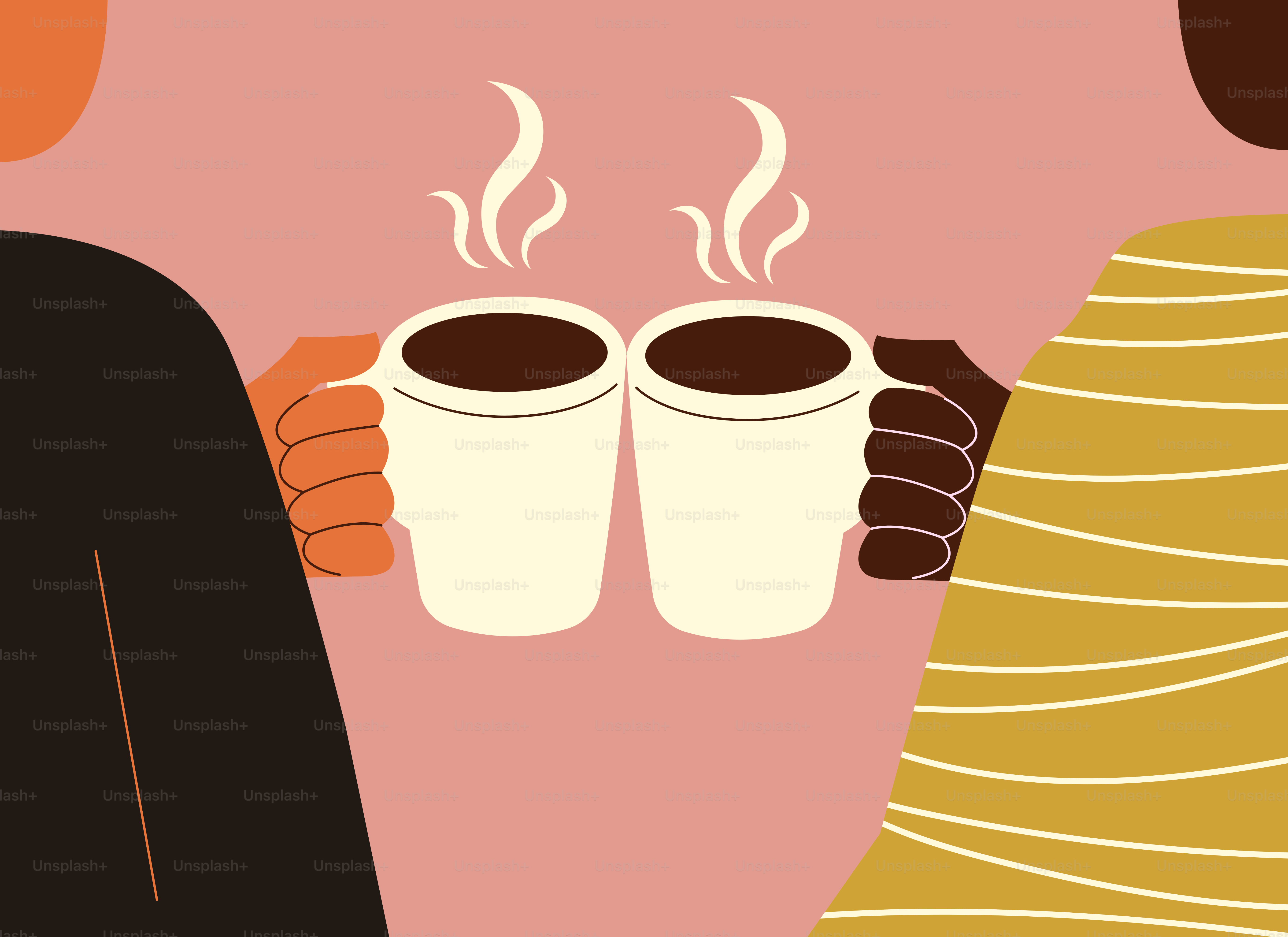 A couple of people holding cups of coffee