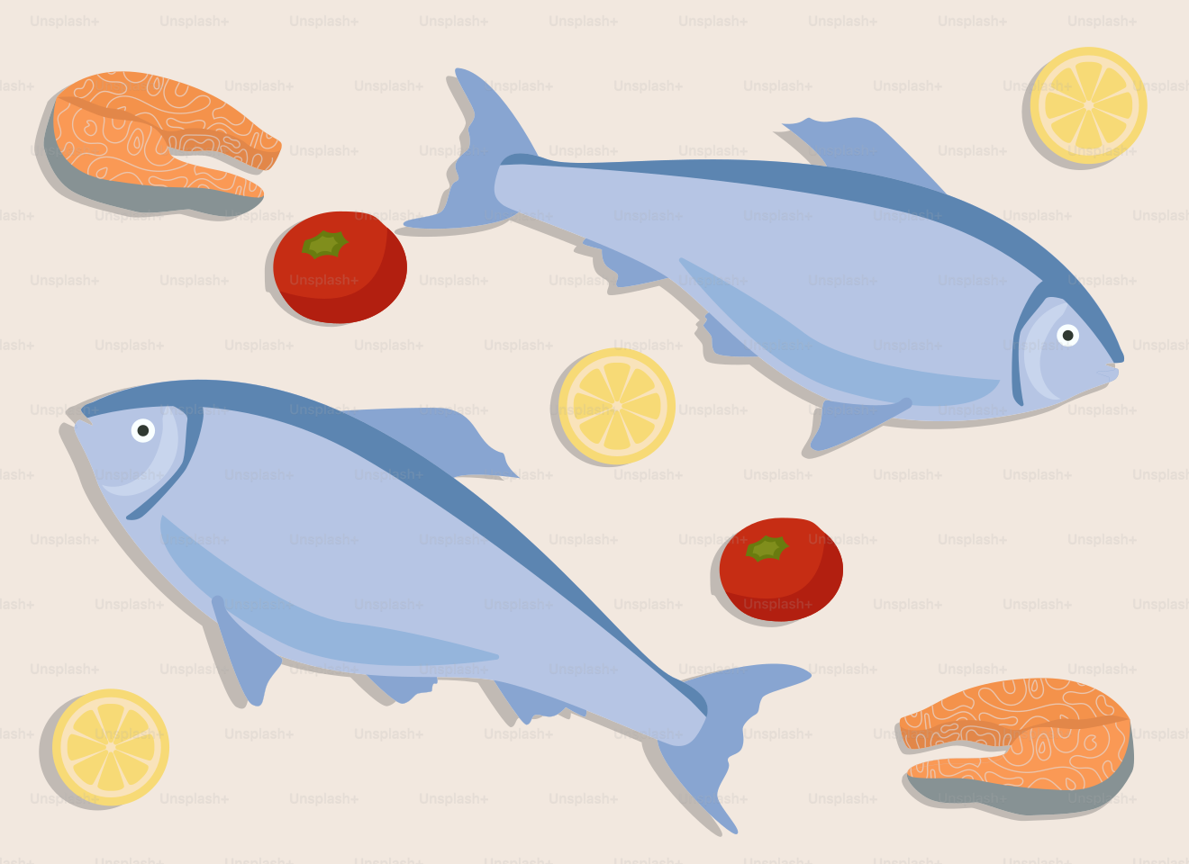 A couple of fish that are next to some lemons