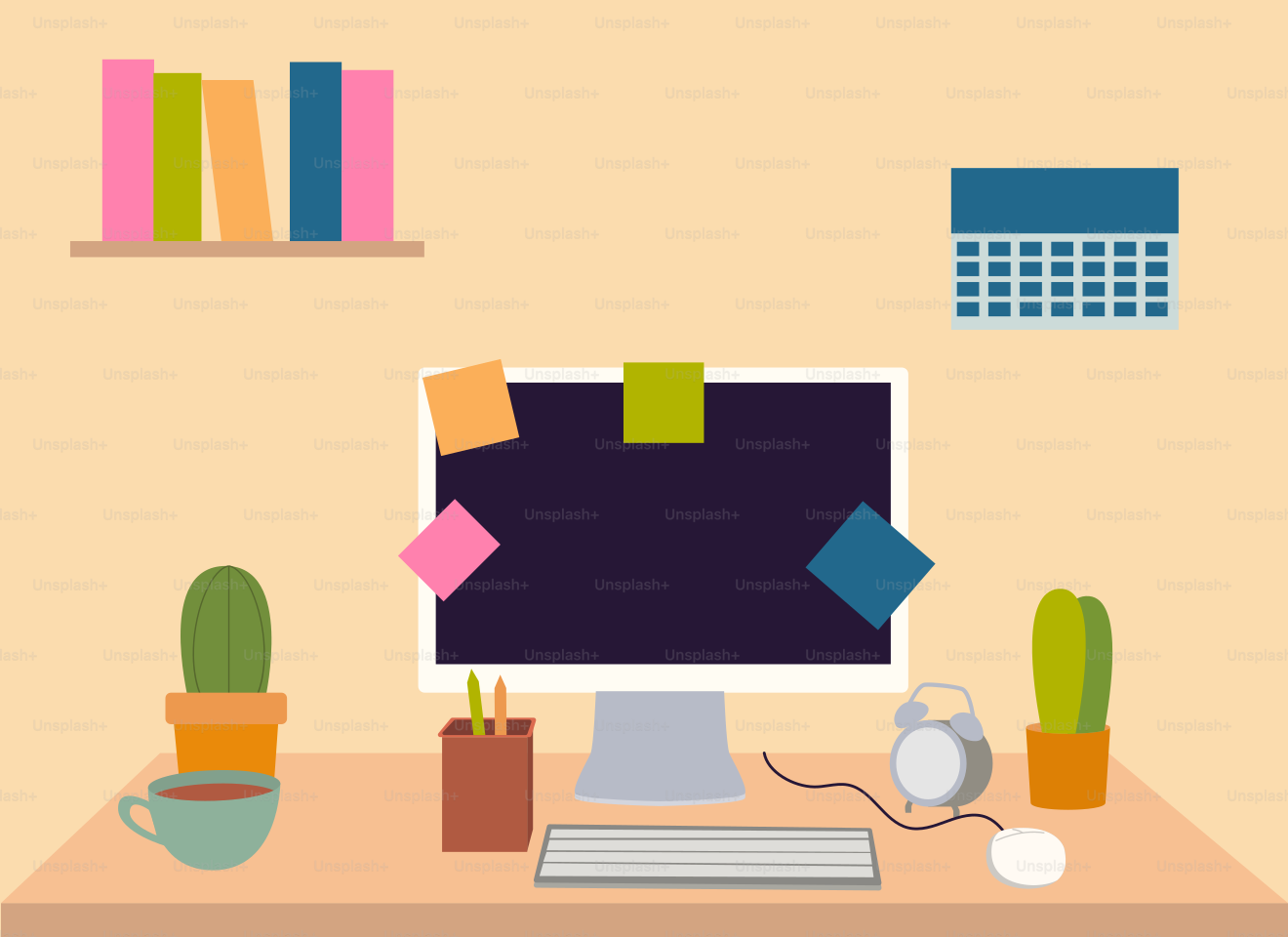 A desktop computer sitting on top of a wooden desk