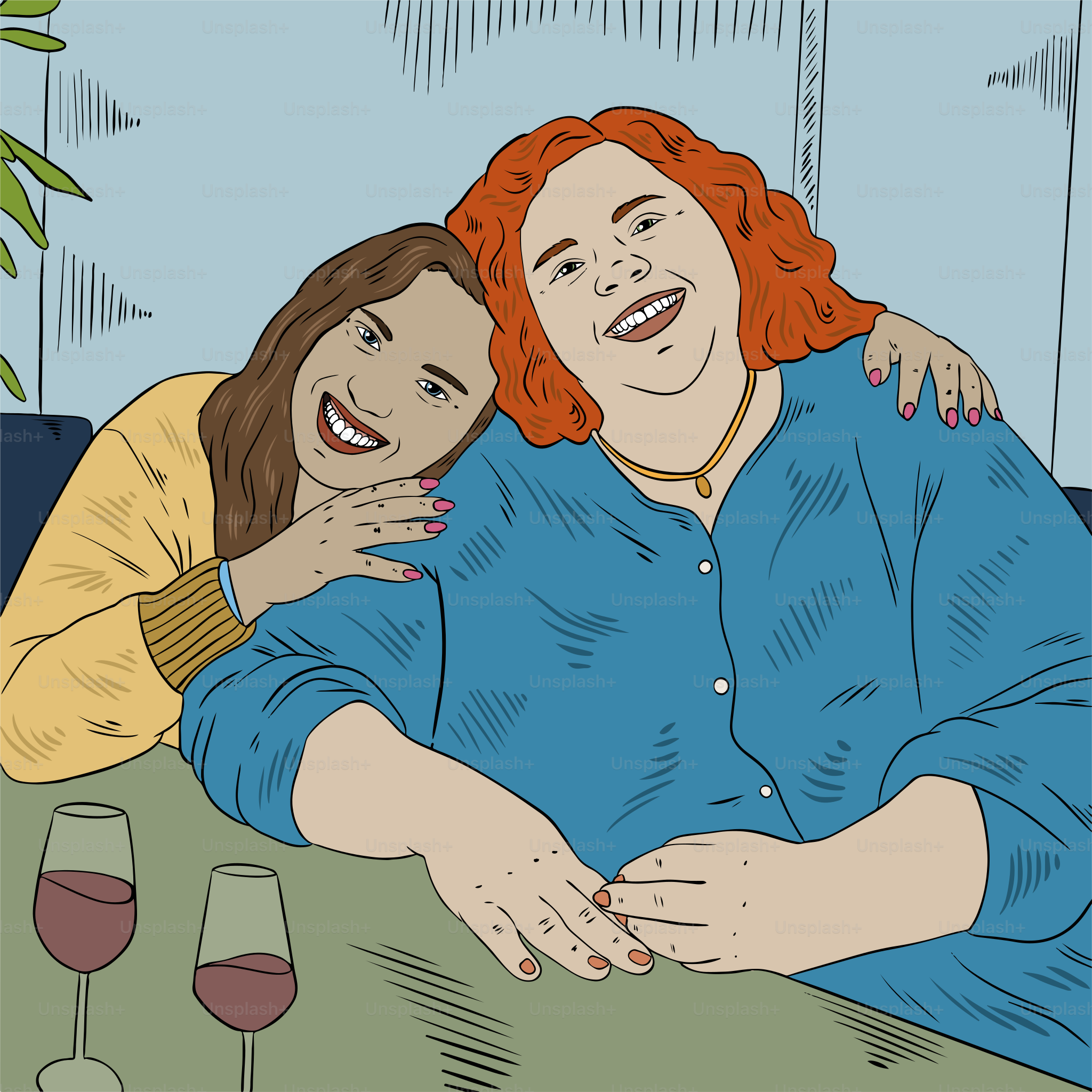 Una coppia di persone che si abbracciano vettoriale – Immagine di Felice su  Unsplash, image size:3000x3000