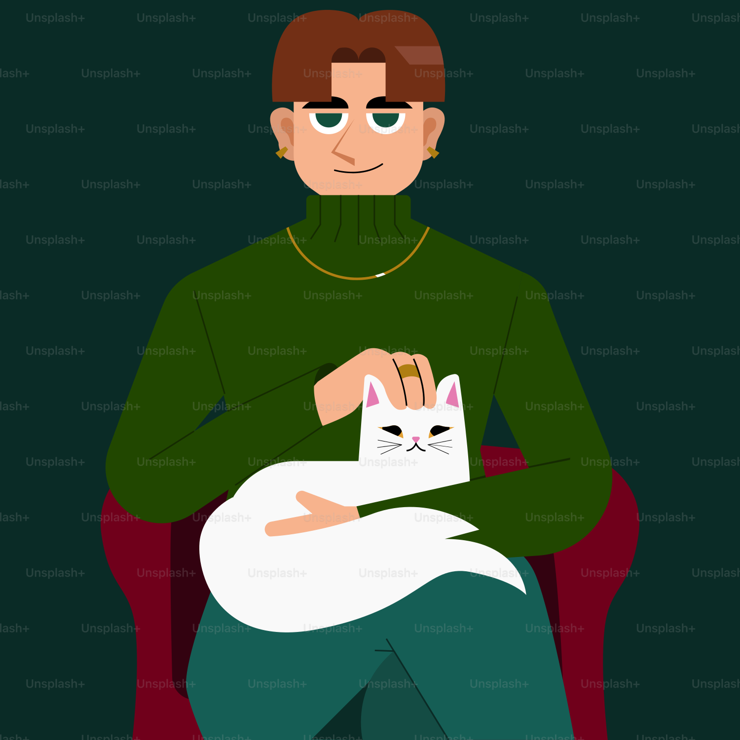 A man sitting in a chair holding a cat