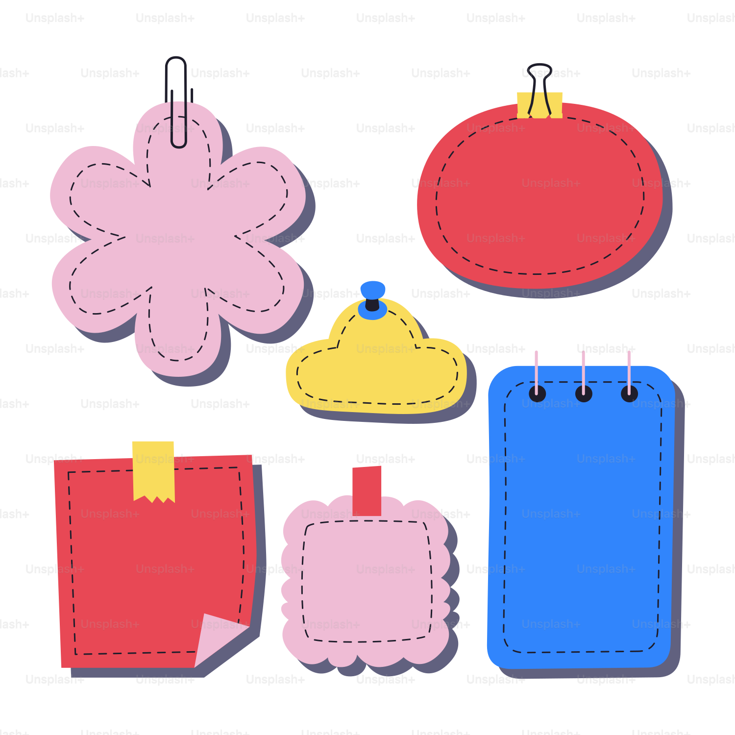 A set of four different colored tags