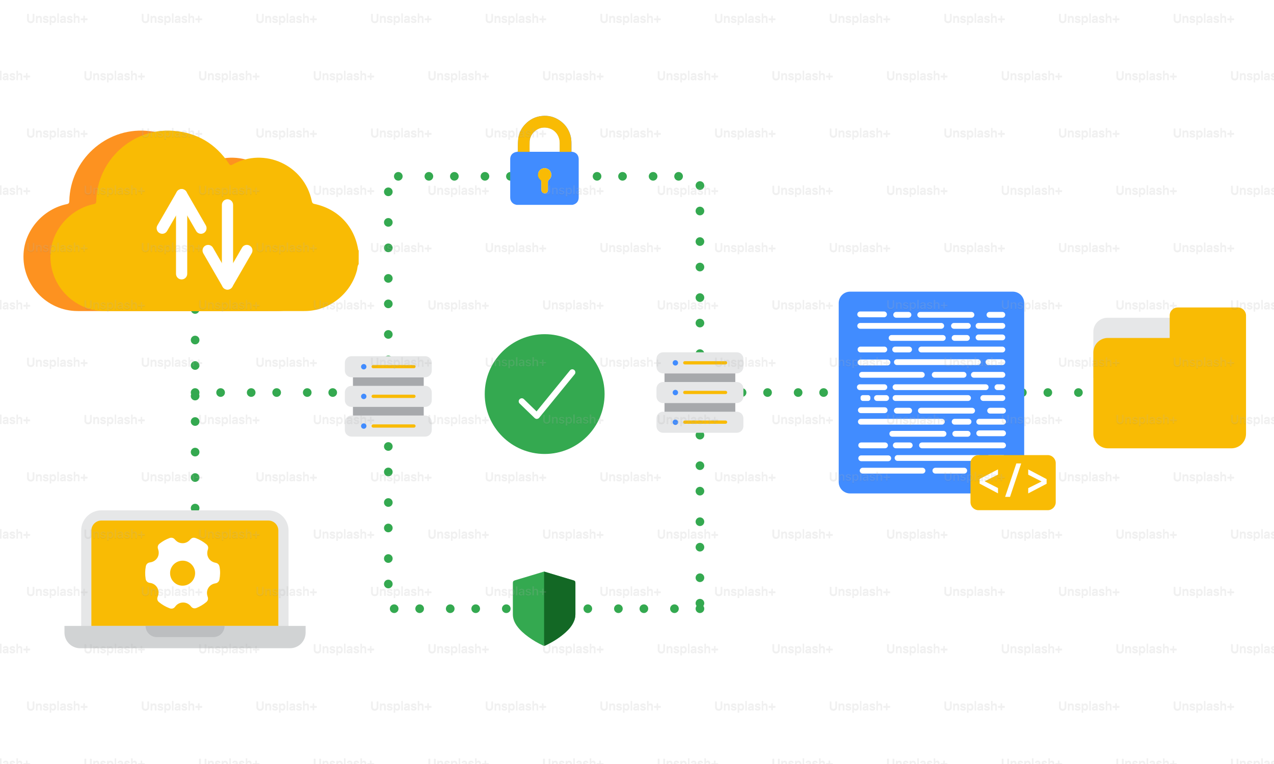 A diagram of a cloud with a check mark on it