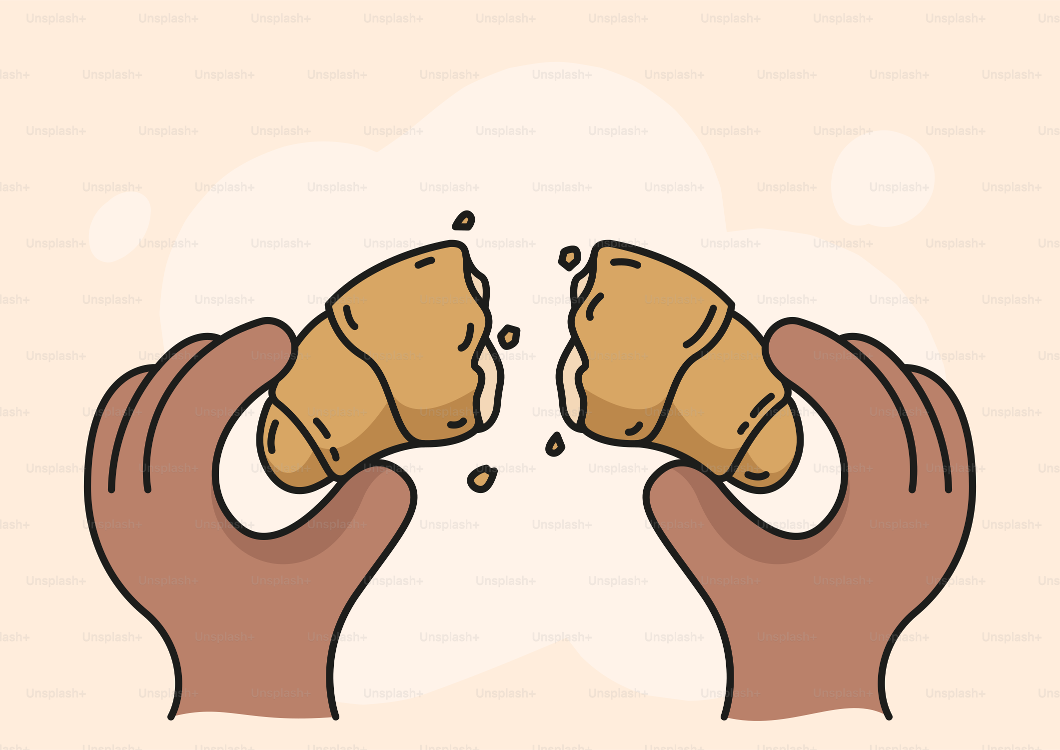 Ein Paar Hände, die ein Stück Brot halten