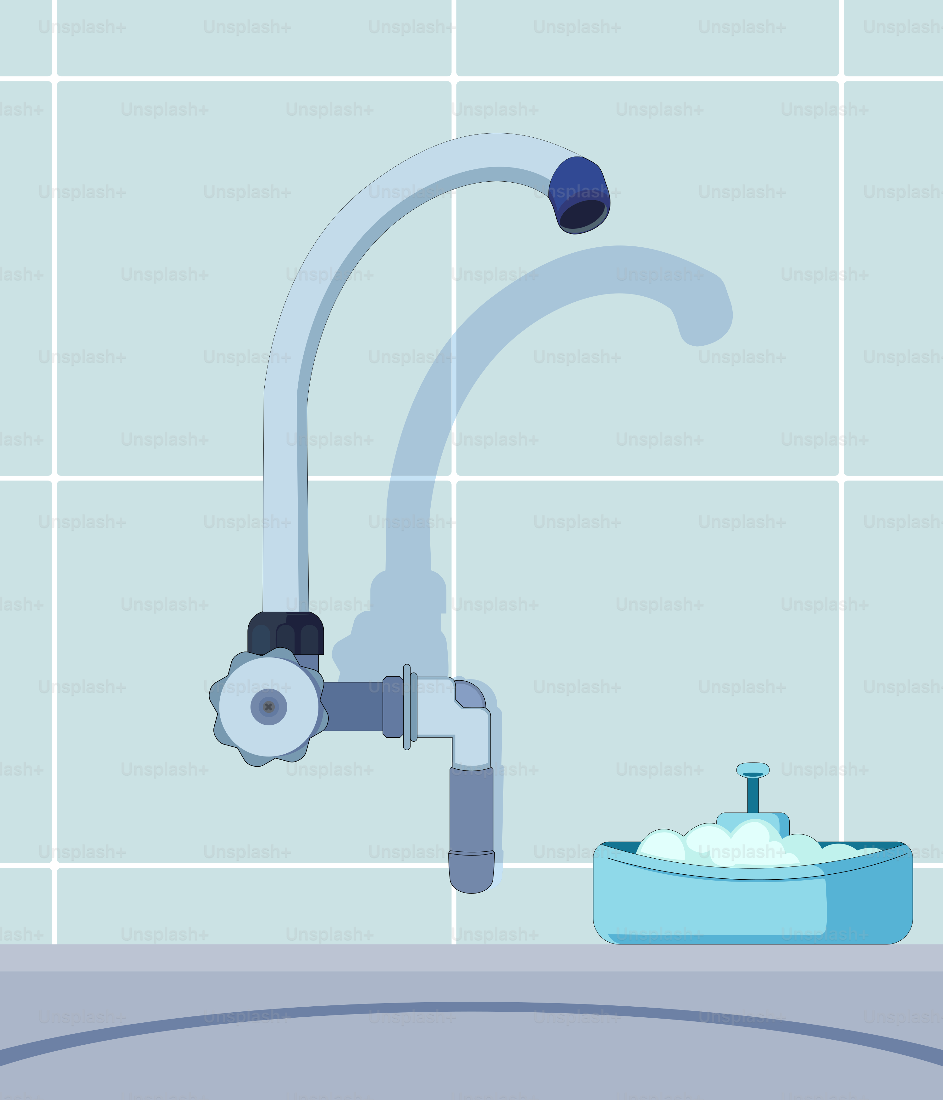 Uma pia de banheiro com torneira e dispensador de sabão