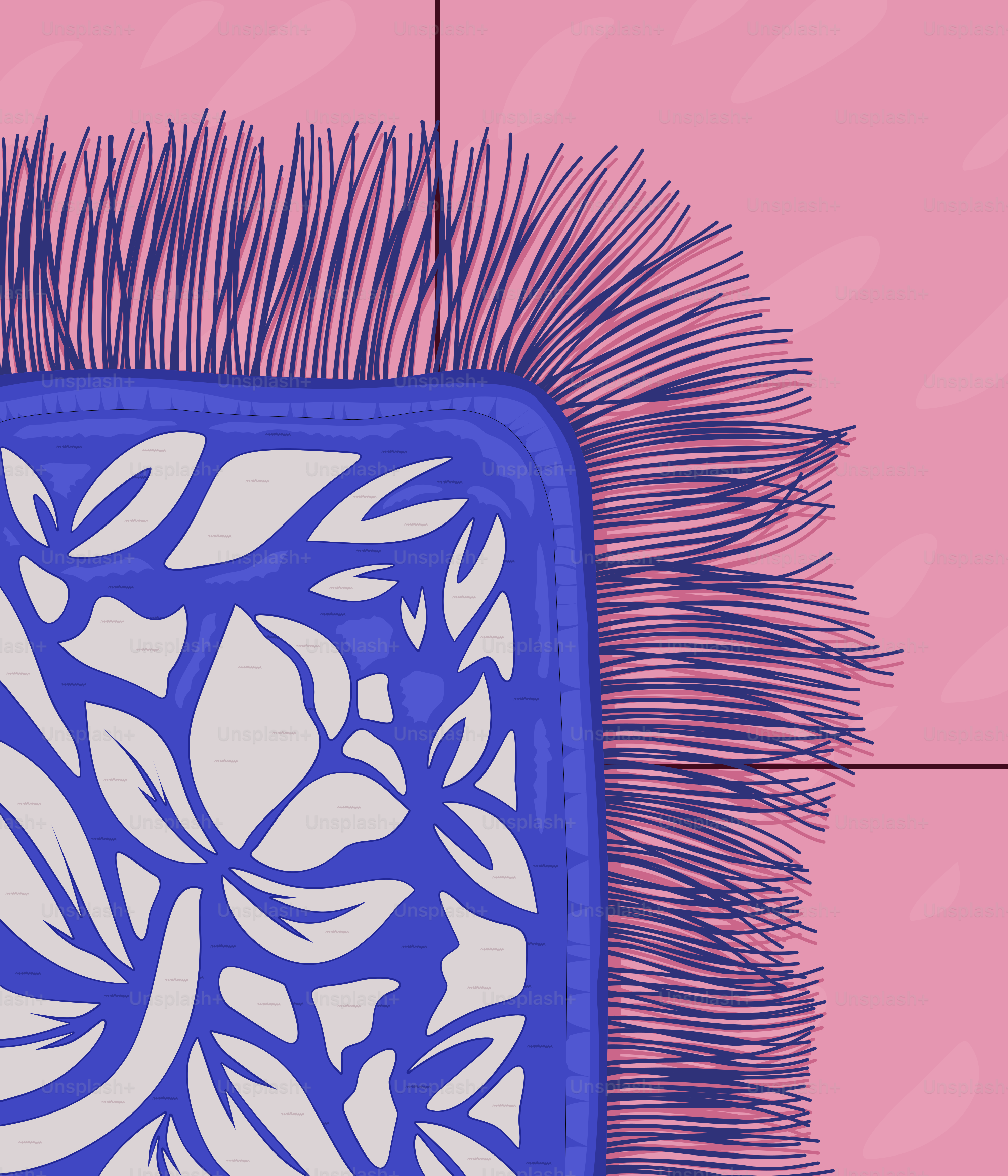 Un cuadrado azul y blanco con un diseño floral