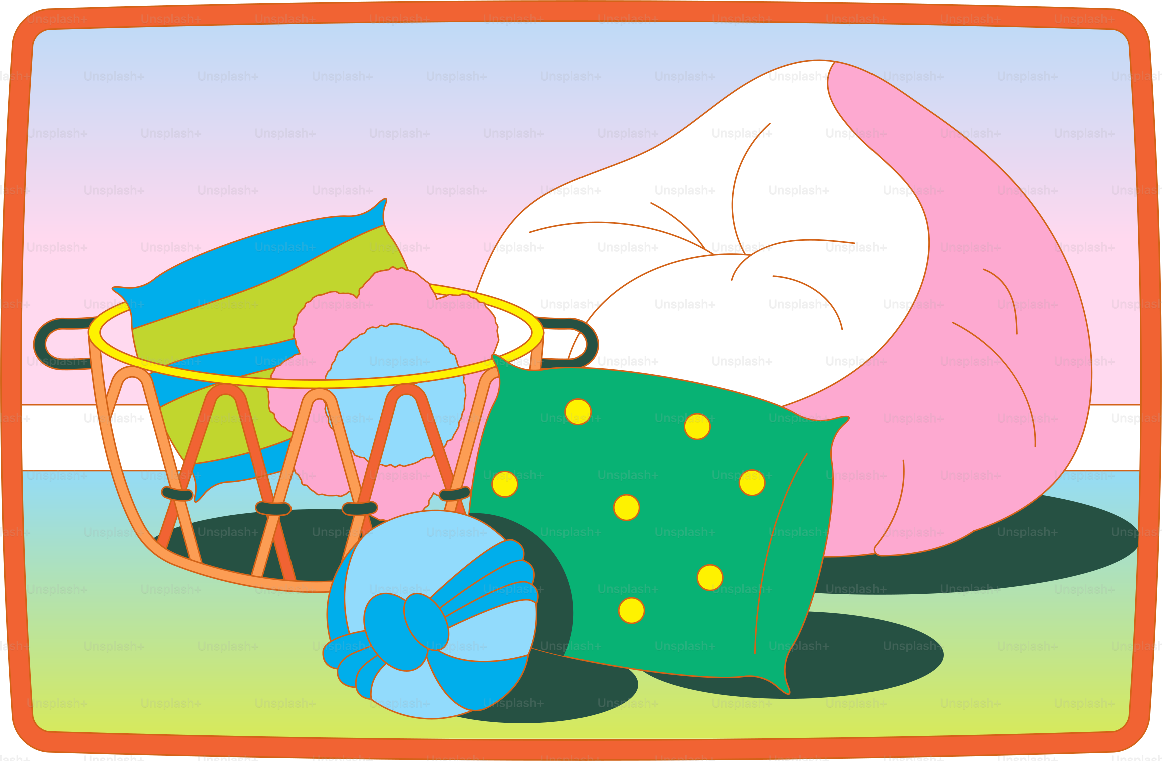 A cartoon picture of a pile of stuff