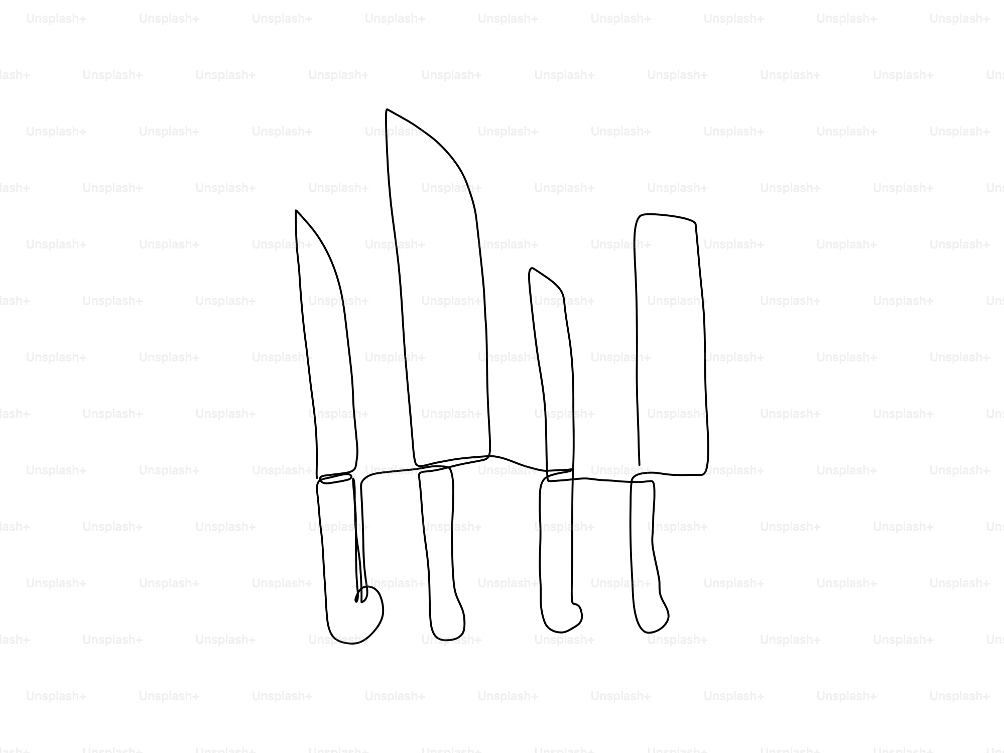 A set of three knives sitting next to each other