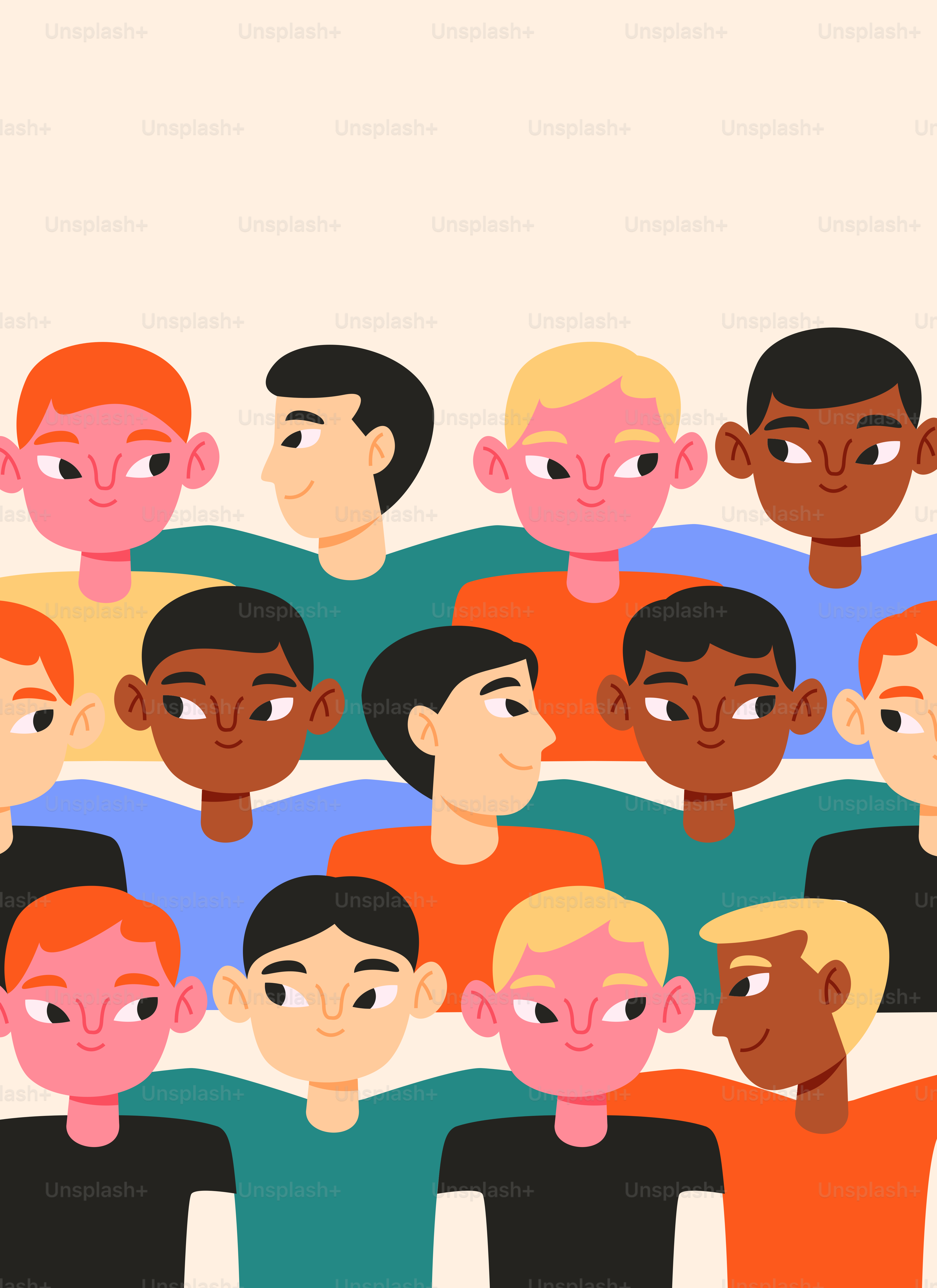 顔の色が違う人々のグループ