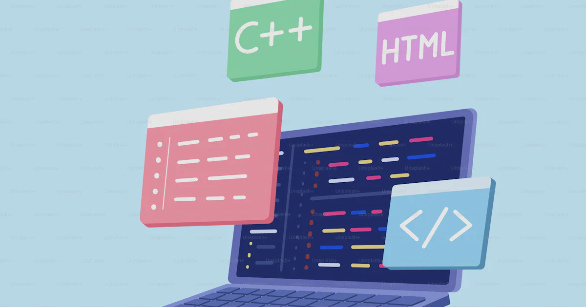 Programas Para Programación Una computadora portátil con un programa de programación que sale de ...