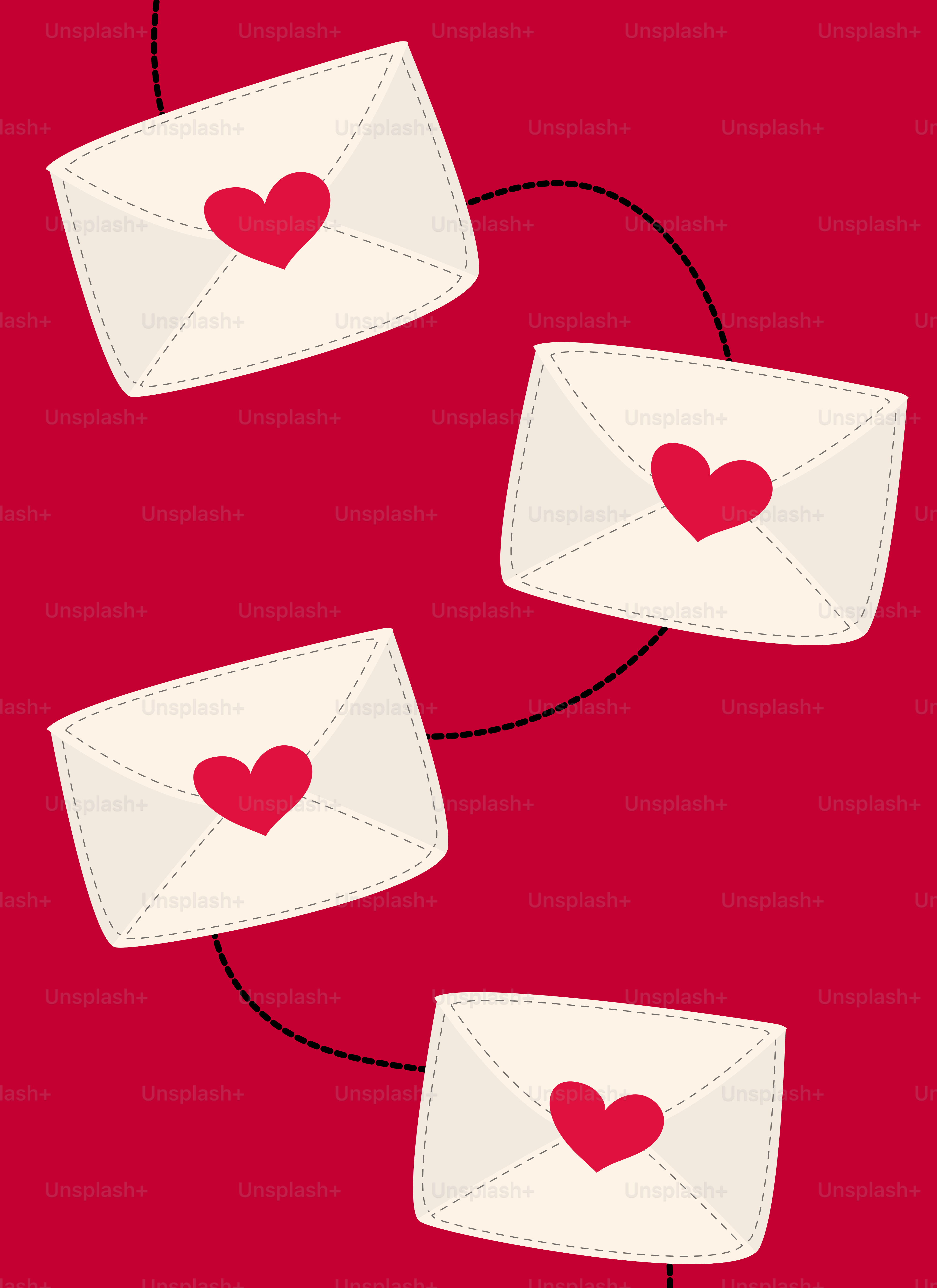 Dois envelopes com um coração neles