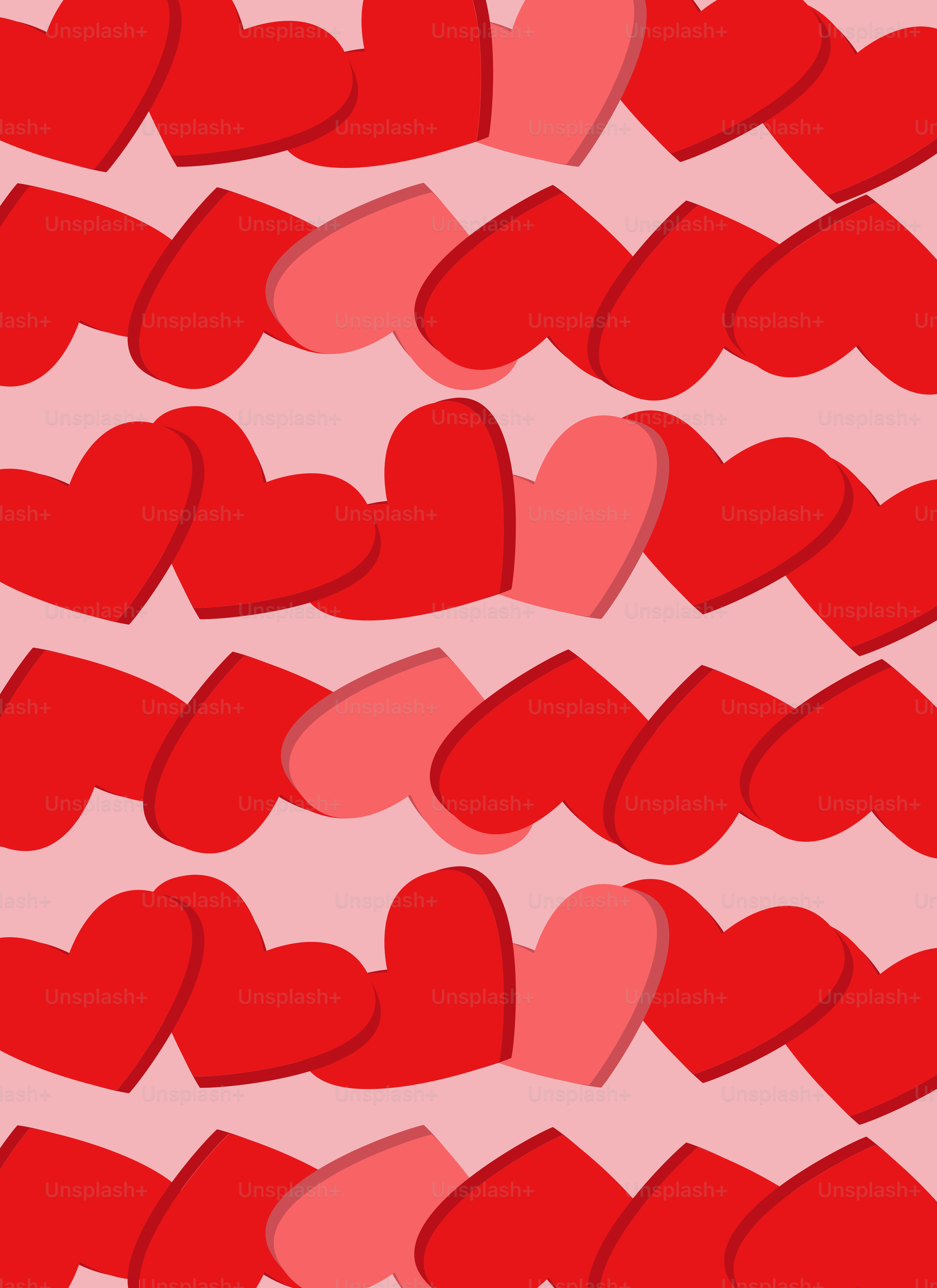 A pattern of hearts on a pink background