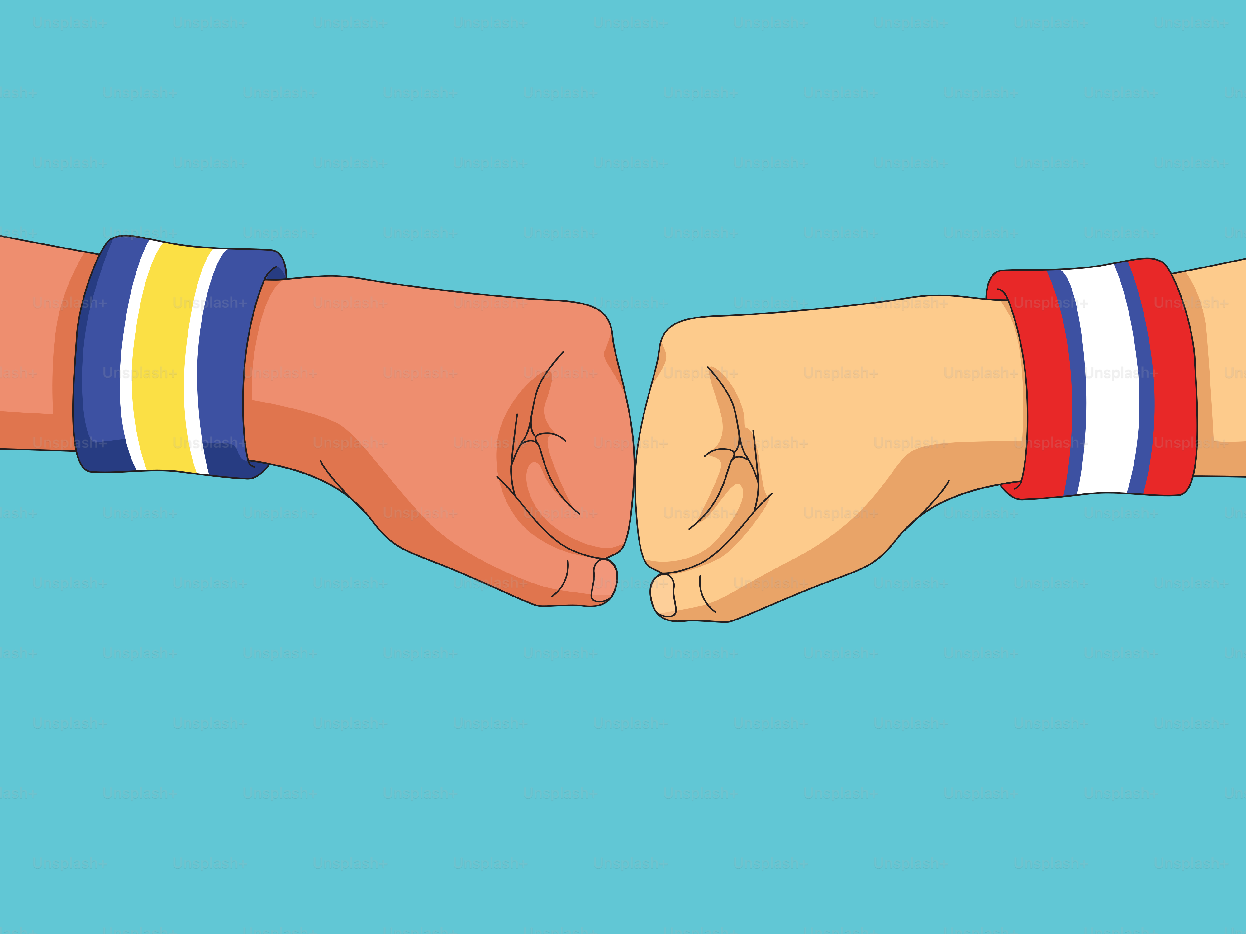 Beberapa orang berpegangan tangan dengan gelang