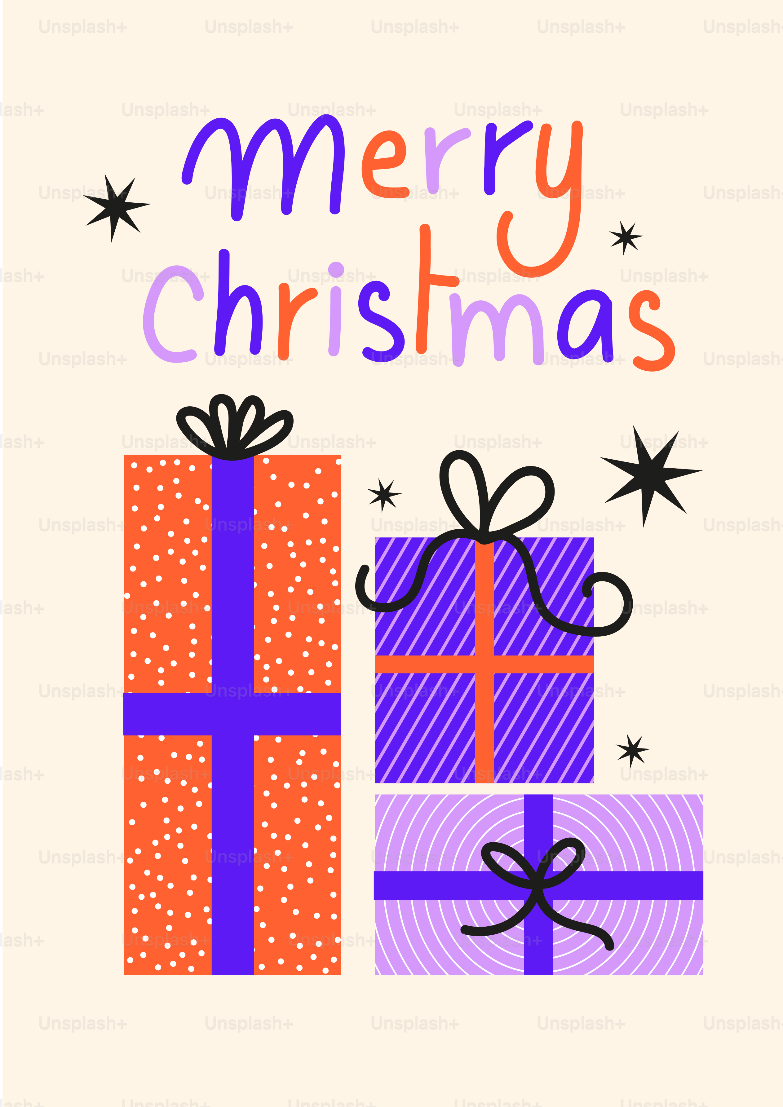 A christmas card with presents on it