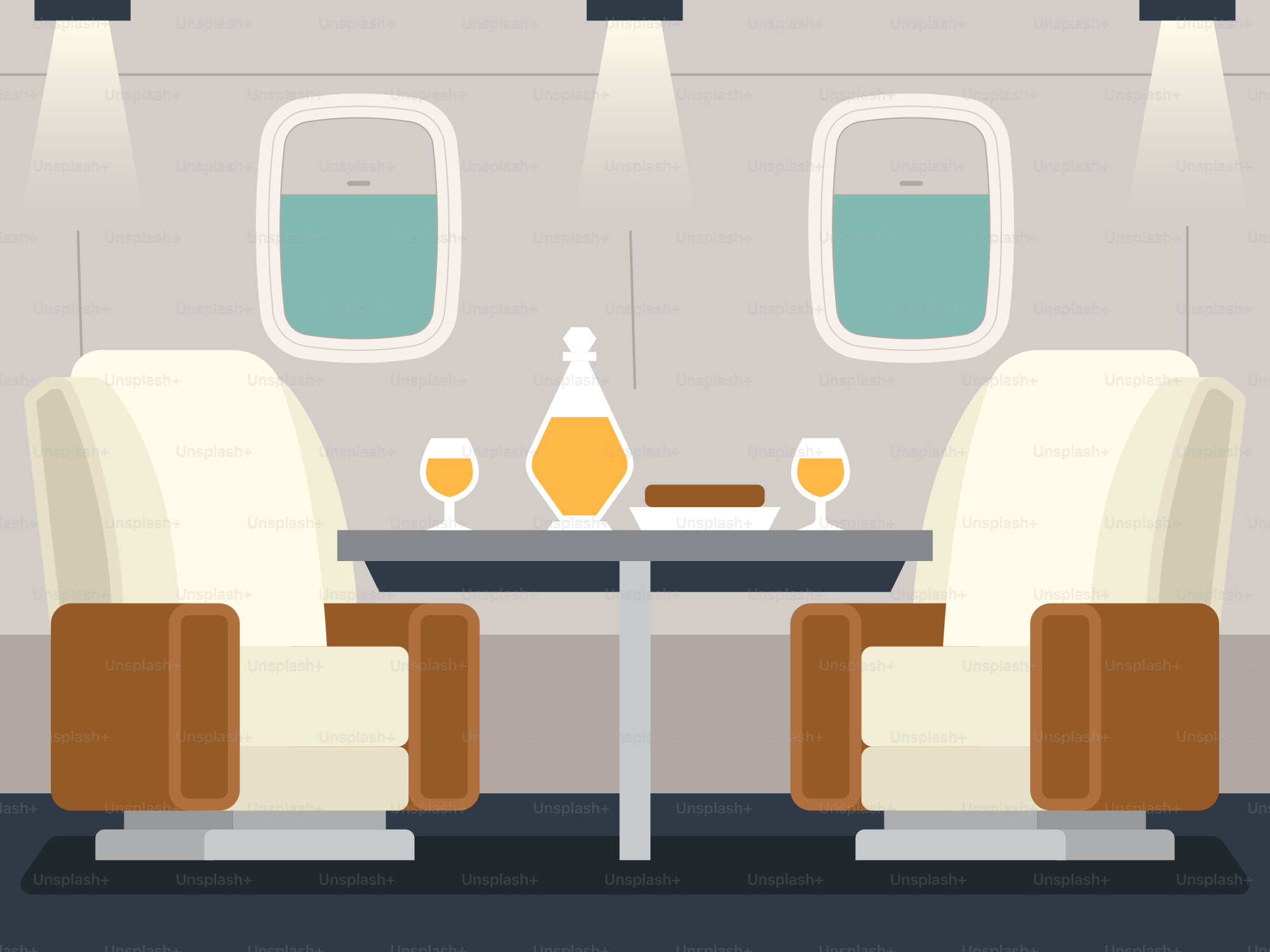 A couple of chairs sitting next to a table