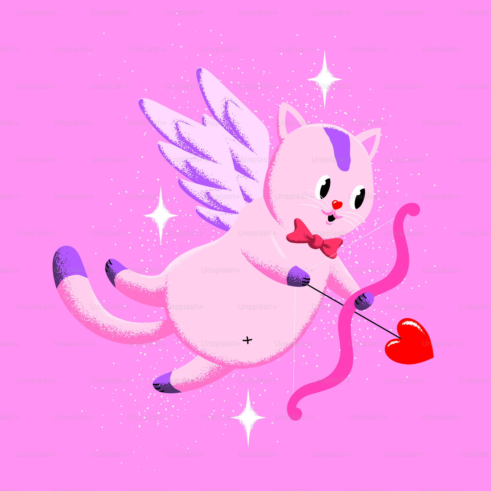 A cat flying with a bow and arrow