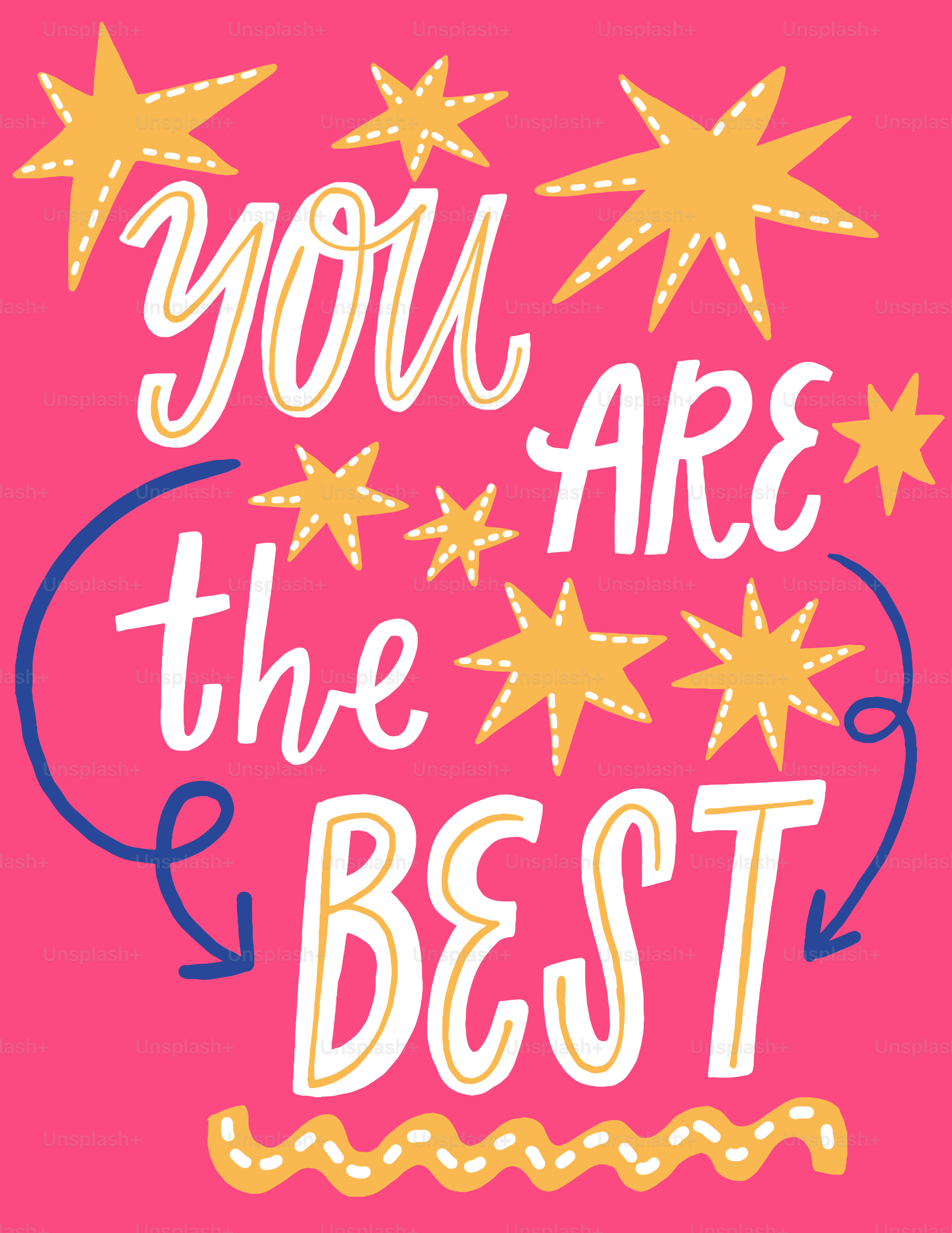 Ein rosa Hintergrund mit Sternen und den Worten: Du bist der Beste