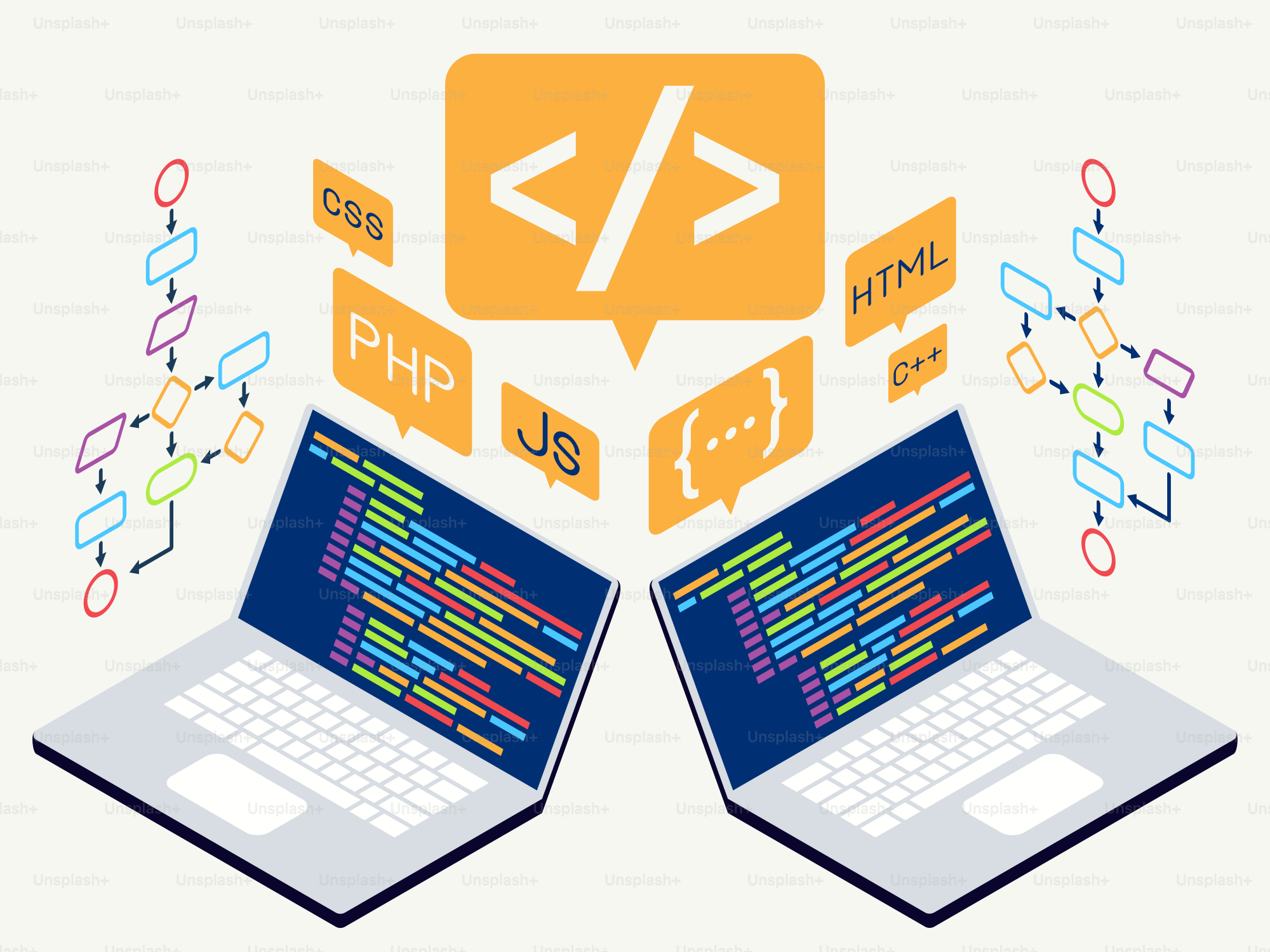 Un paio di computer portatili seduti uno accanto all'altro