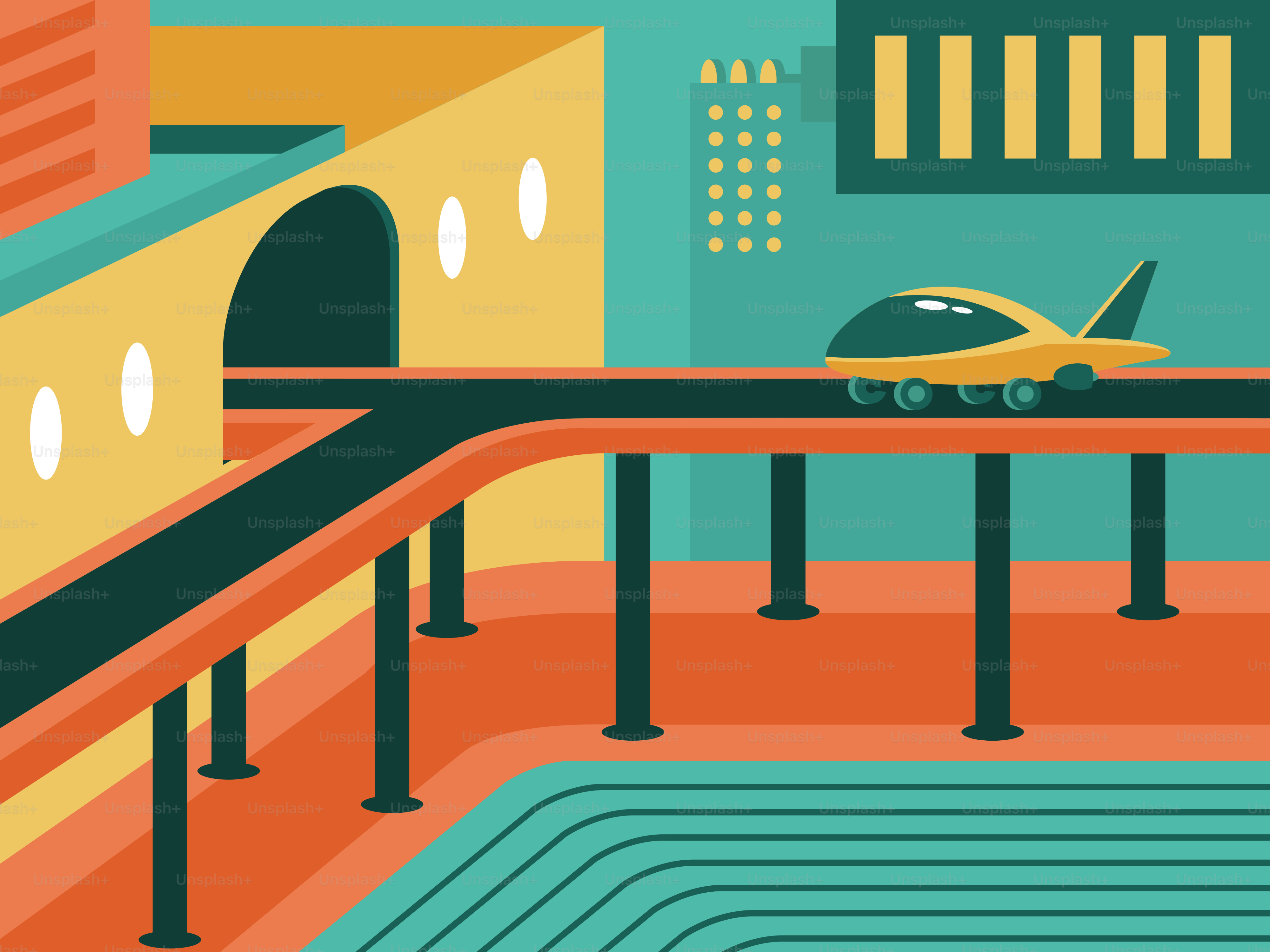 An illustration of a car driving over a bridge vector – Building Image ...