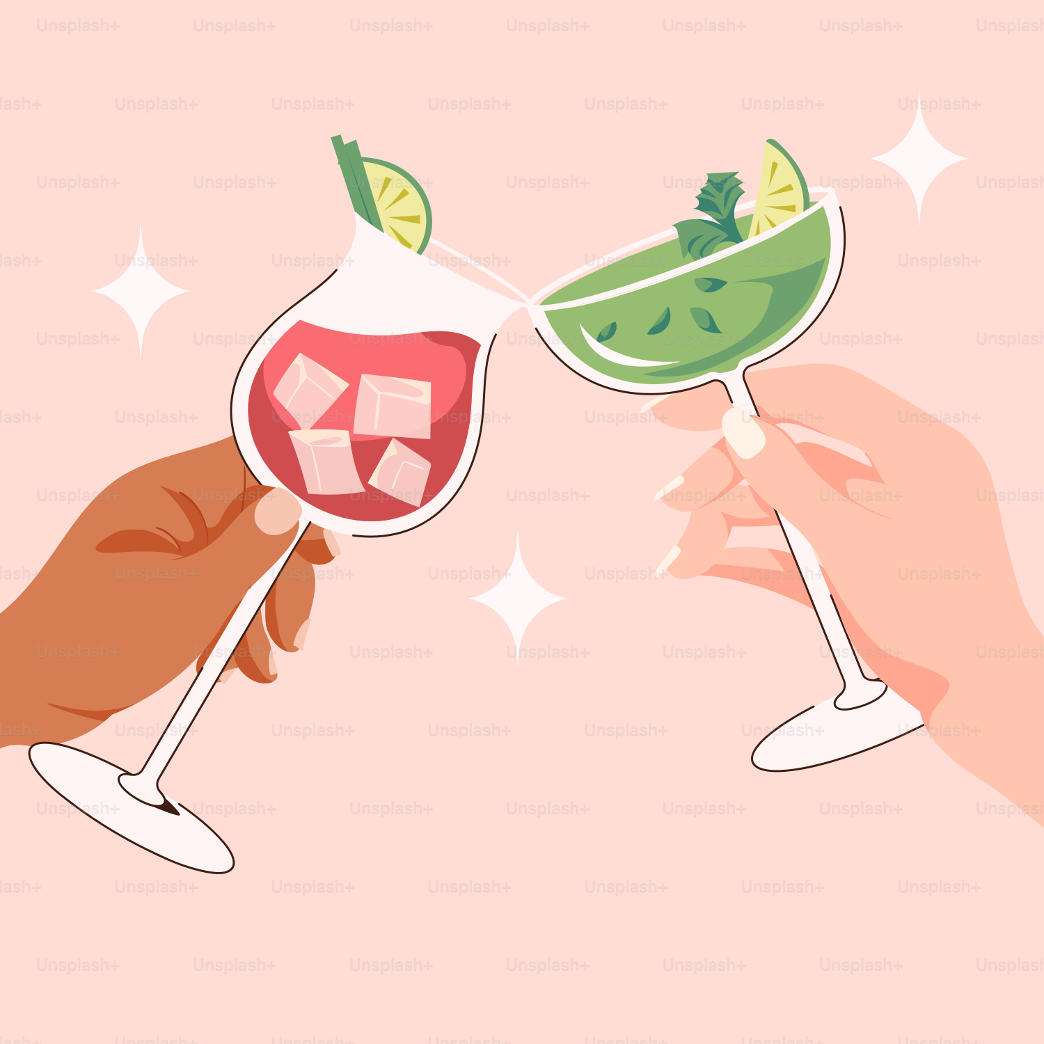 Um par de pessoas segurando taças de vinho