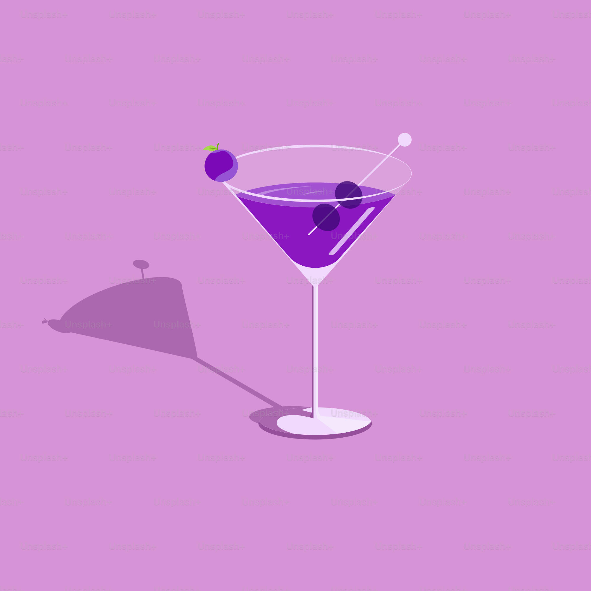 Ein lila Getränk mit einem Schatten auf violettem Hintergrund