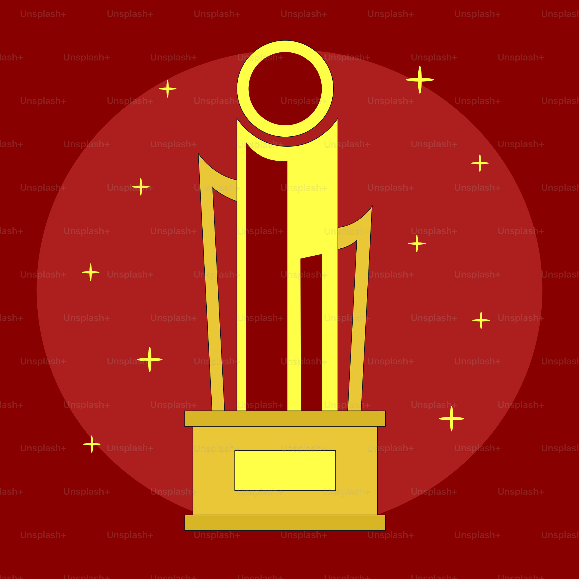 A golden trophy on a red background