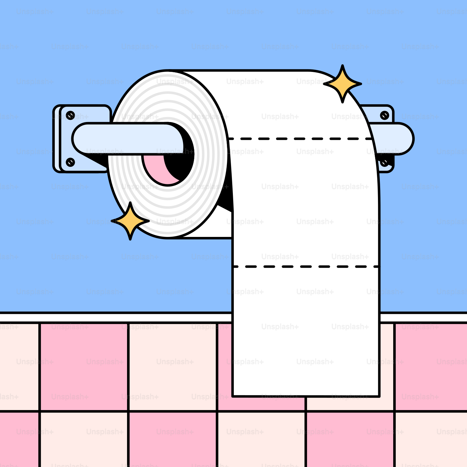 Un dessin d’un rouleau de papier toilette