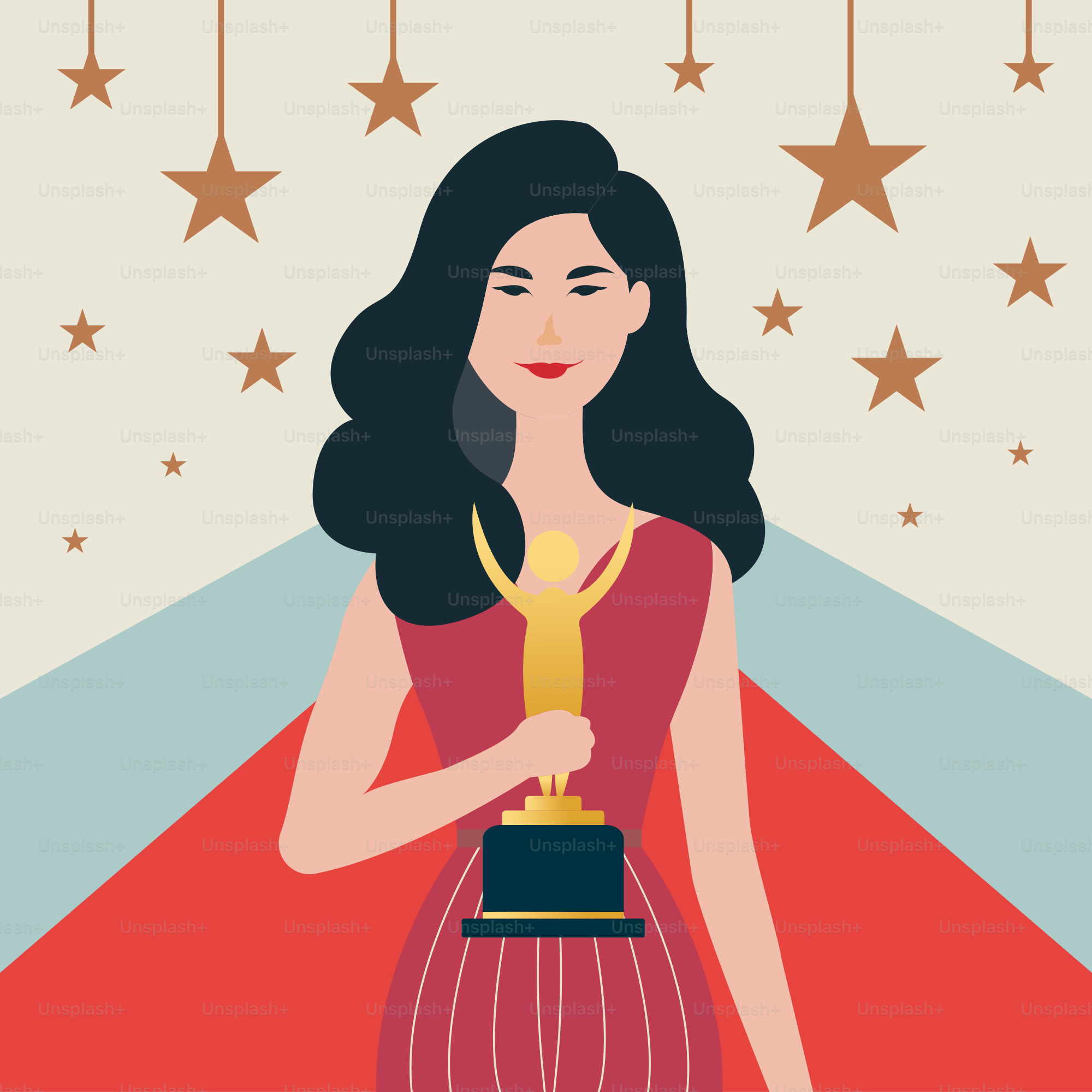 A woman holding an award in her hand