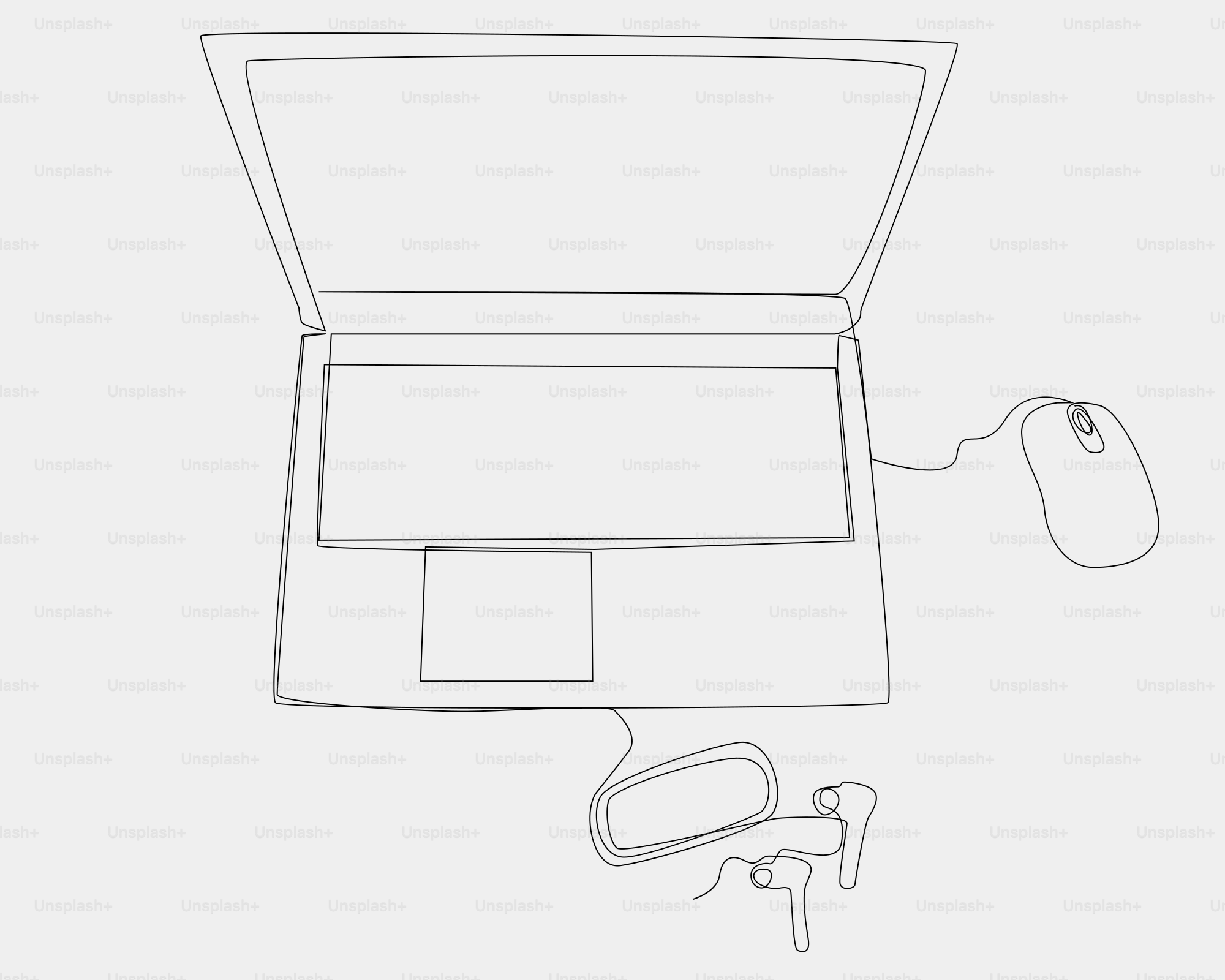 A drawing of a laptop and a mouse