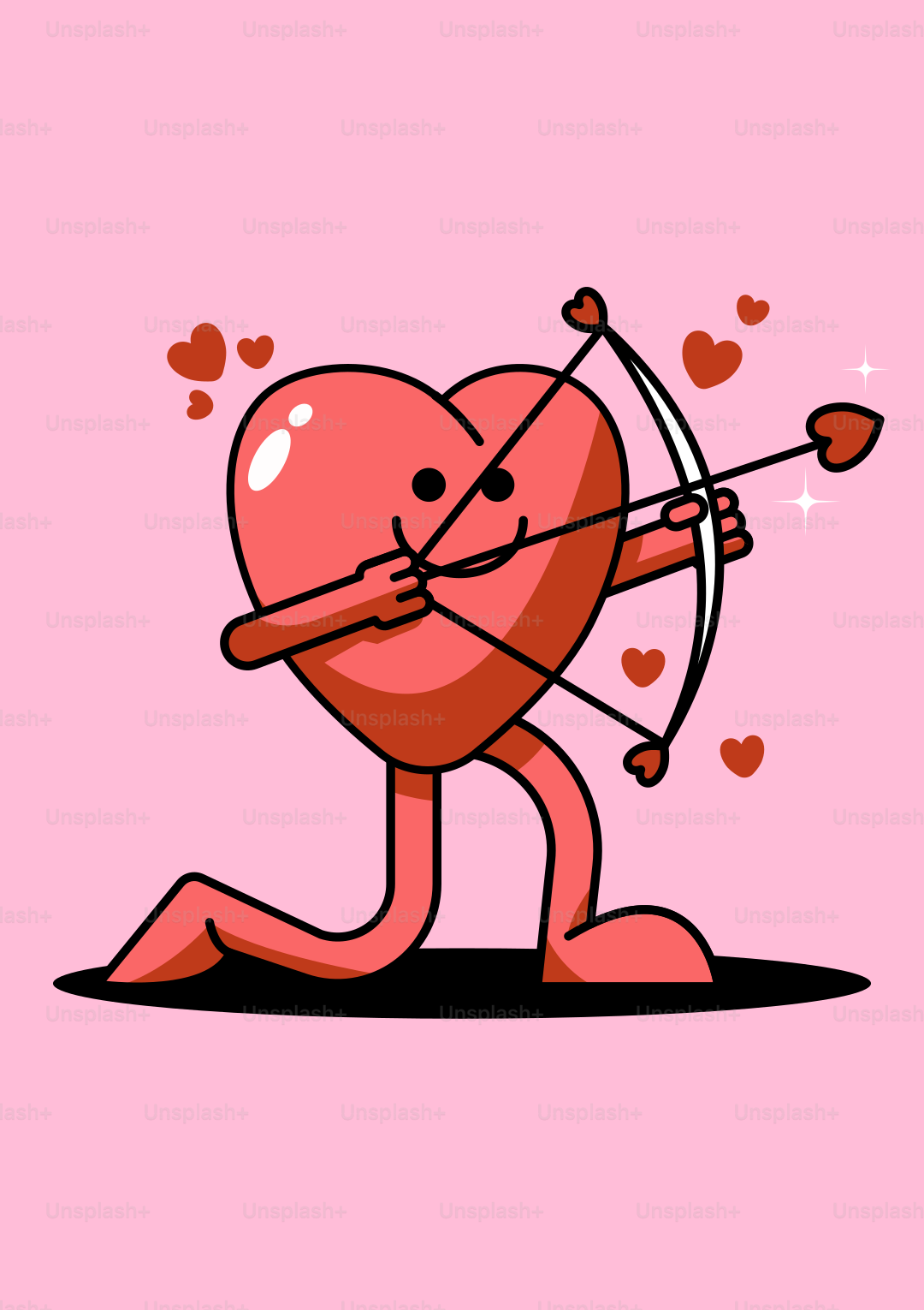 A heart aiming a bow at a target