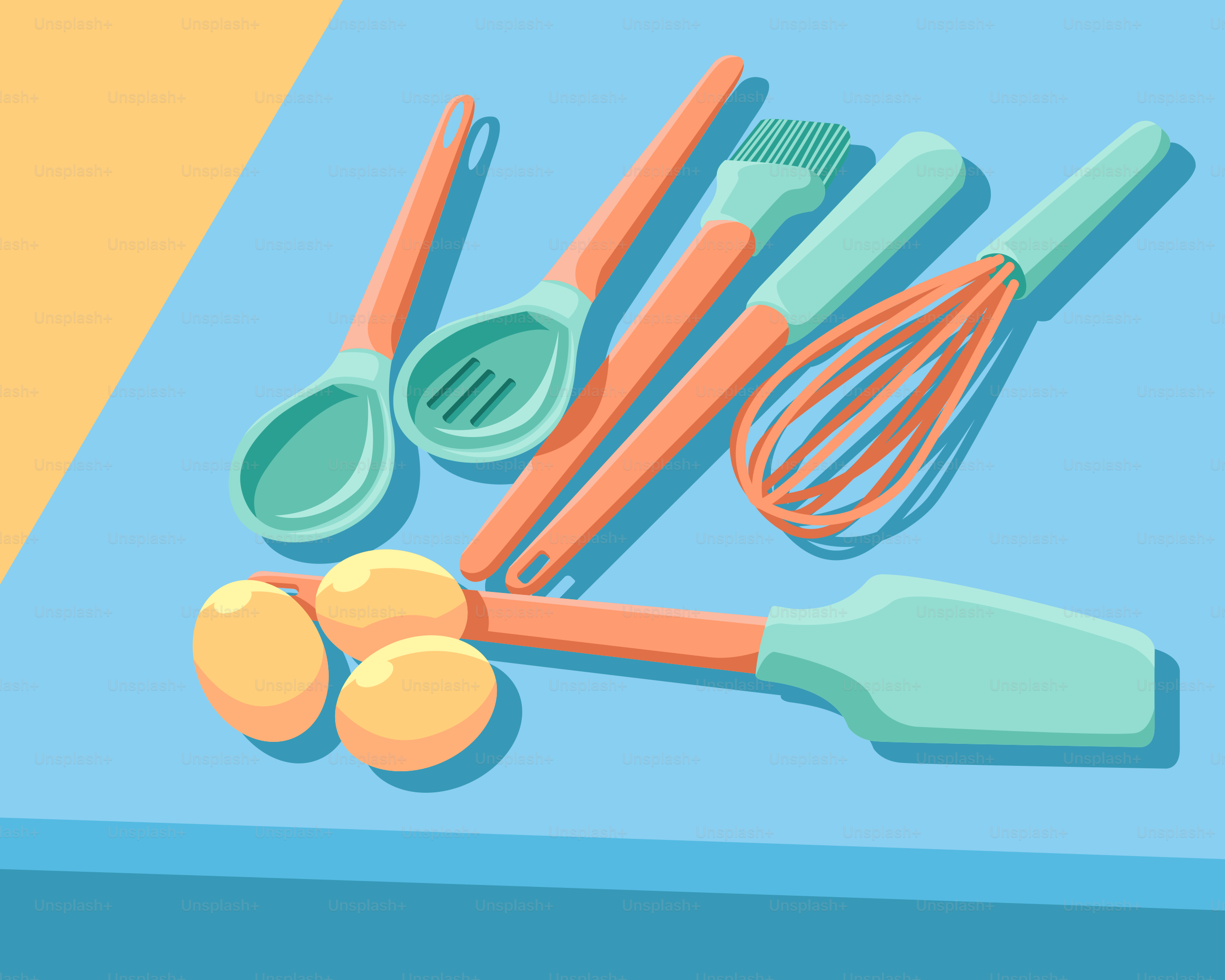 A table topped with different types of kitchen utensils vector – Kitchen  Image on Unsplash, image size:3000x2400