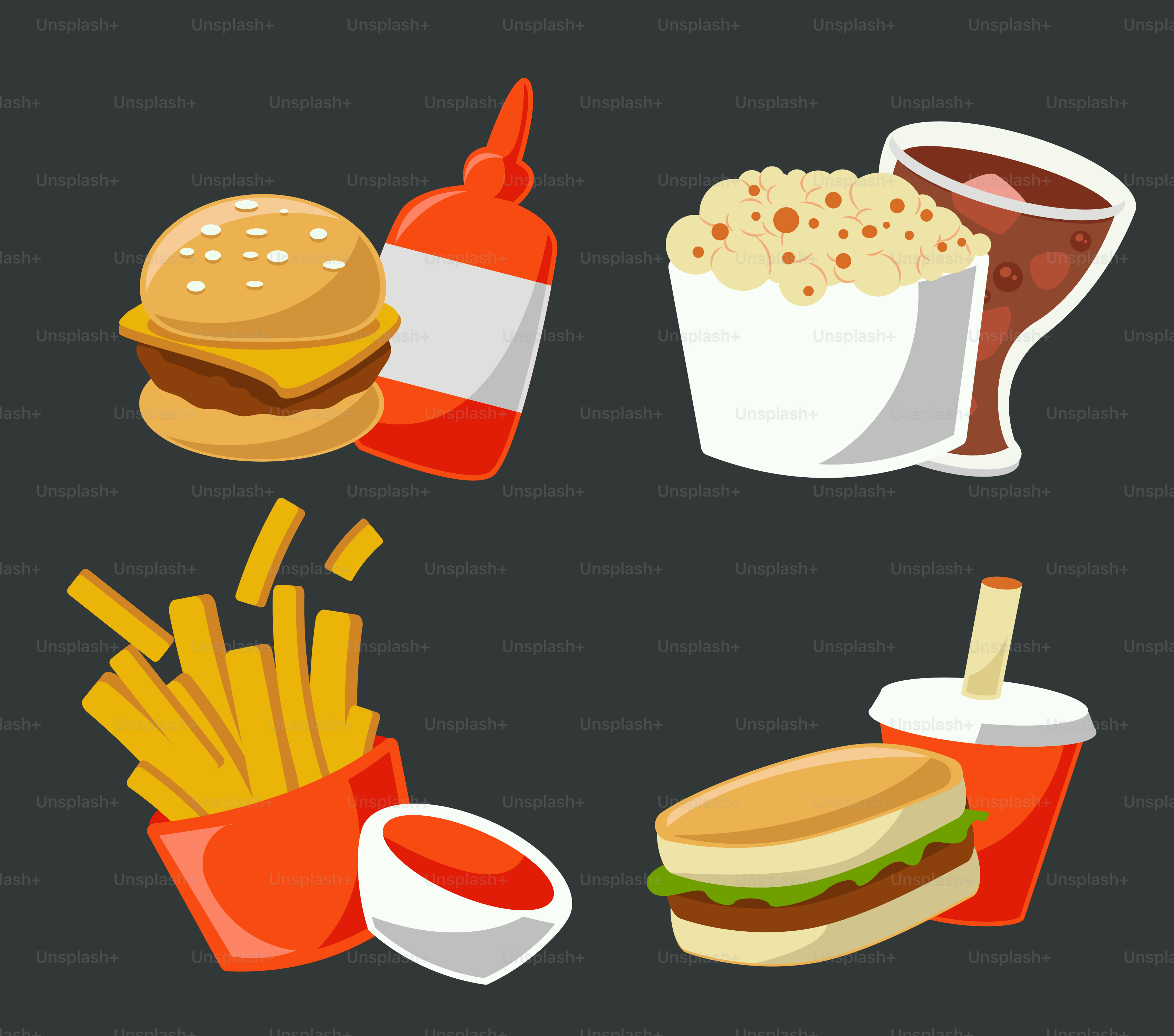 Un mucchio di cibo su sfondo nero