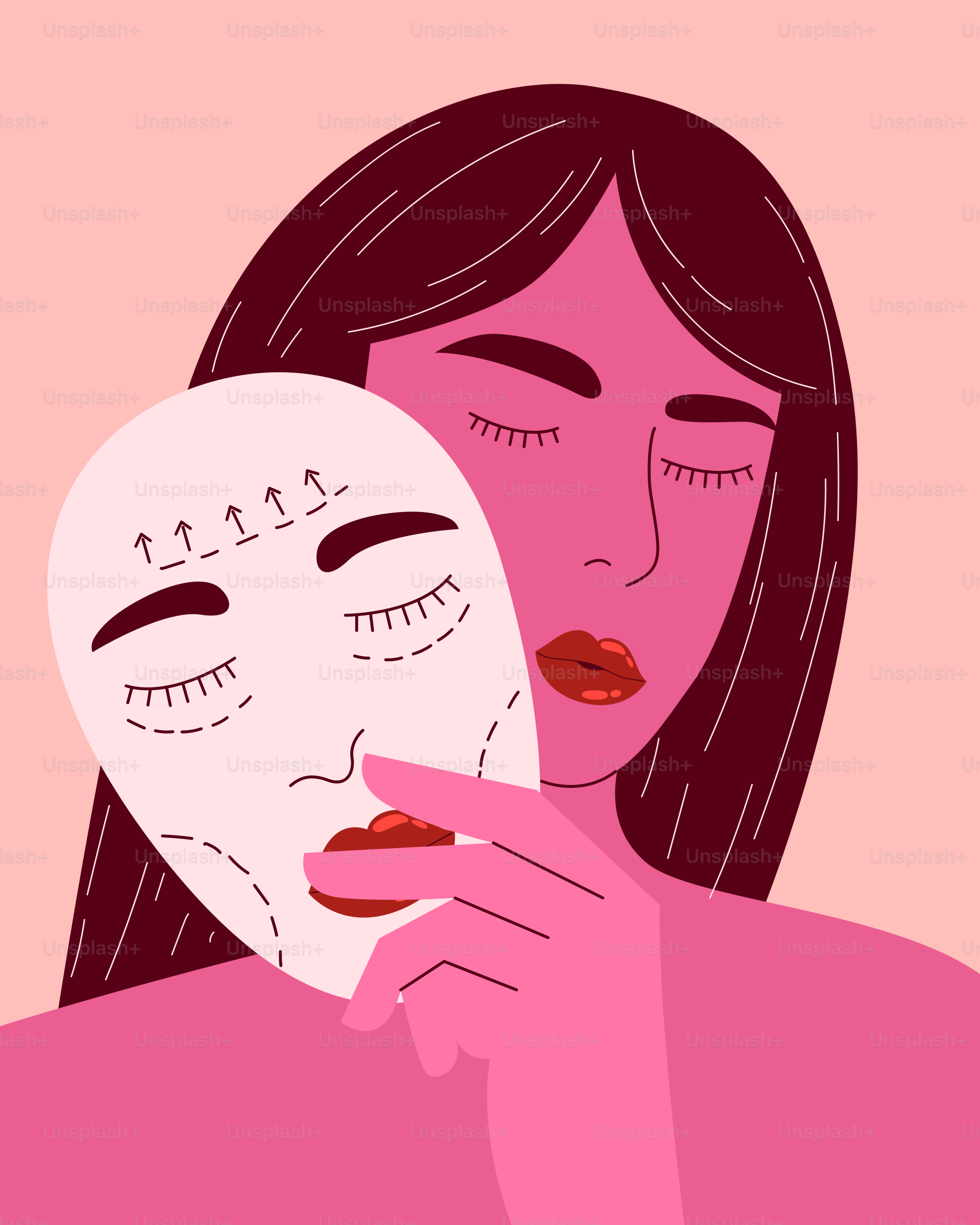 A woman with a mask covering her face