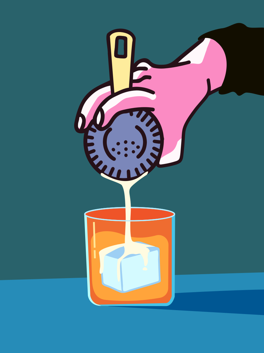 A person is pouring something into a glass