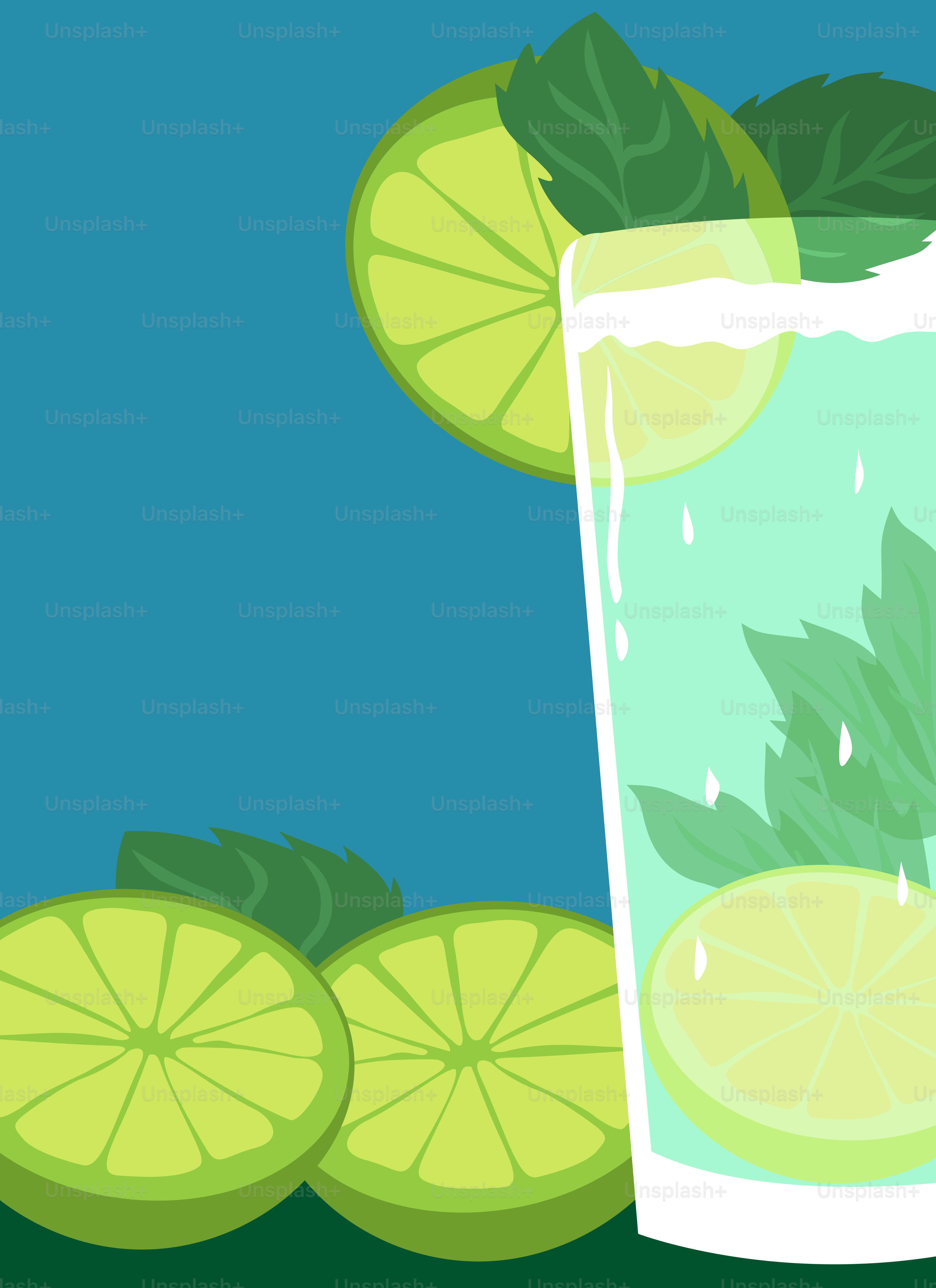 A glass of water with lemon slices and mint