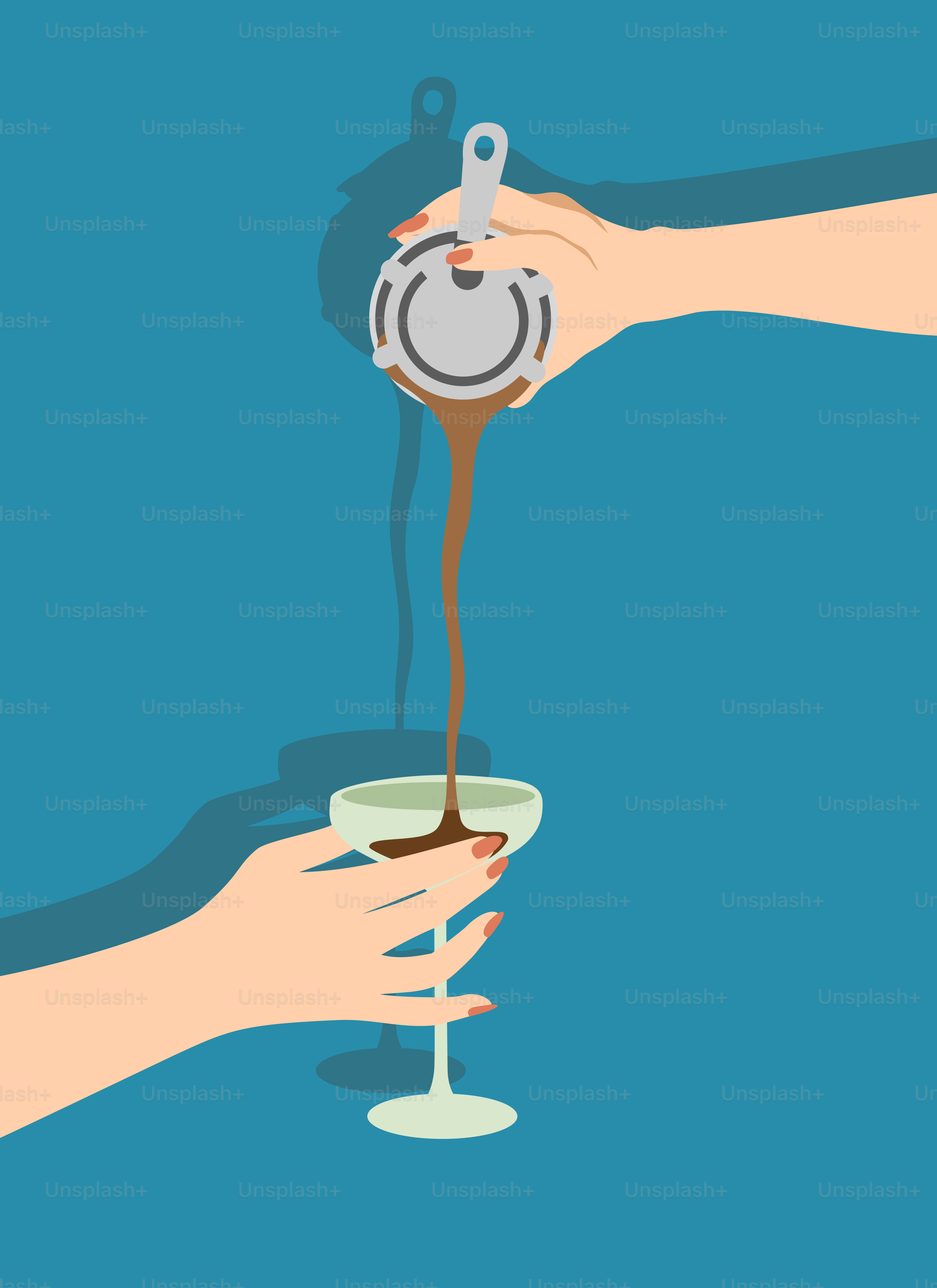 A person pours coffee into a glass