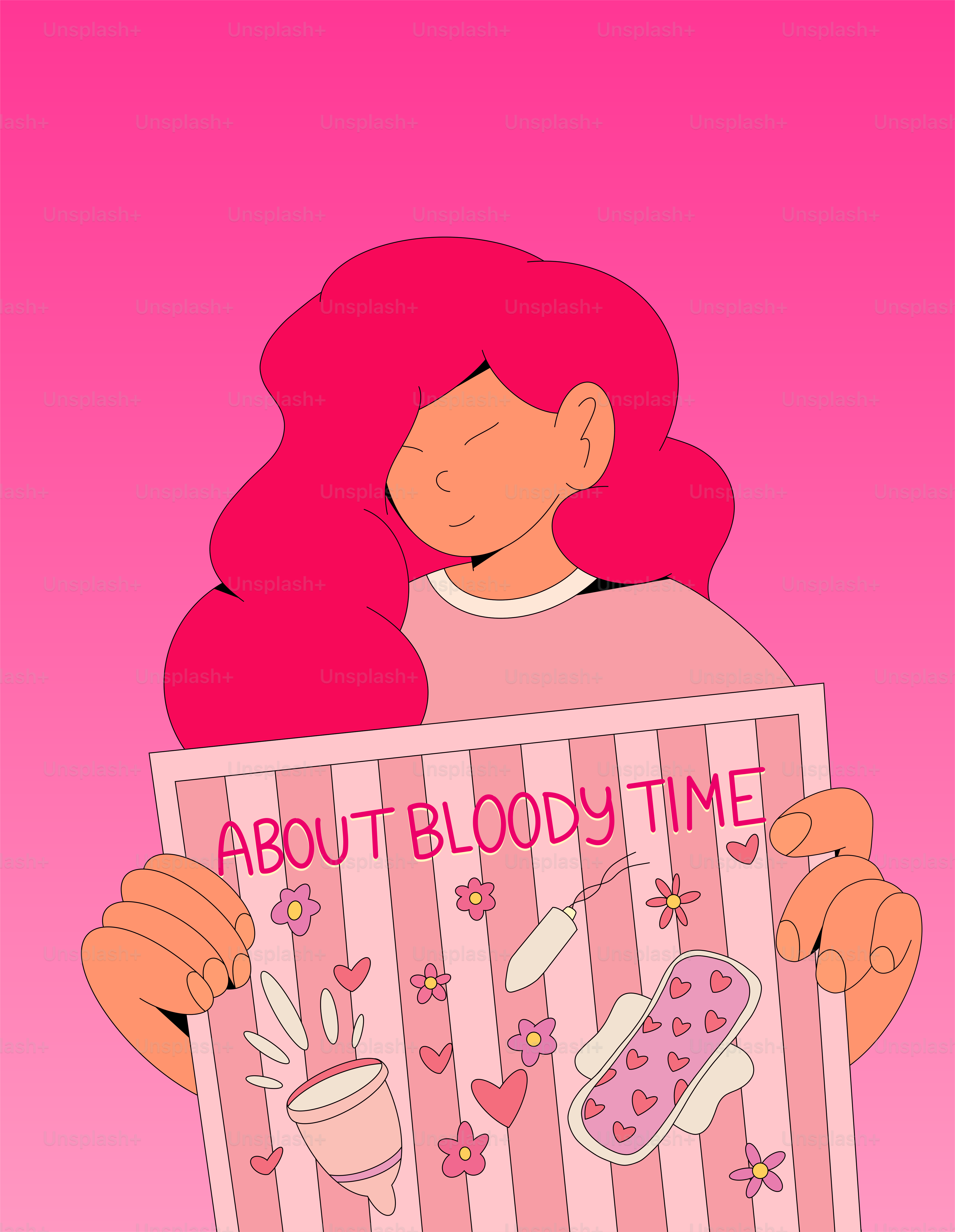 A girl holding a sign that says about bloody time