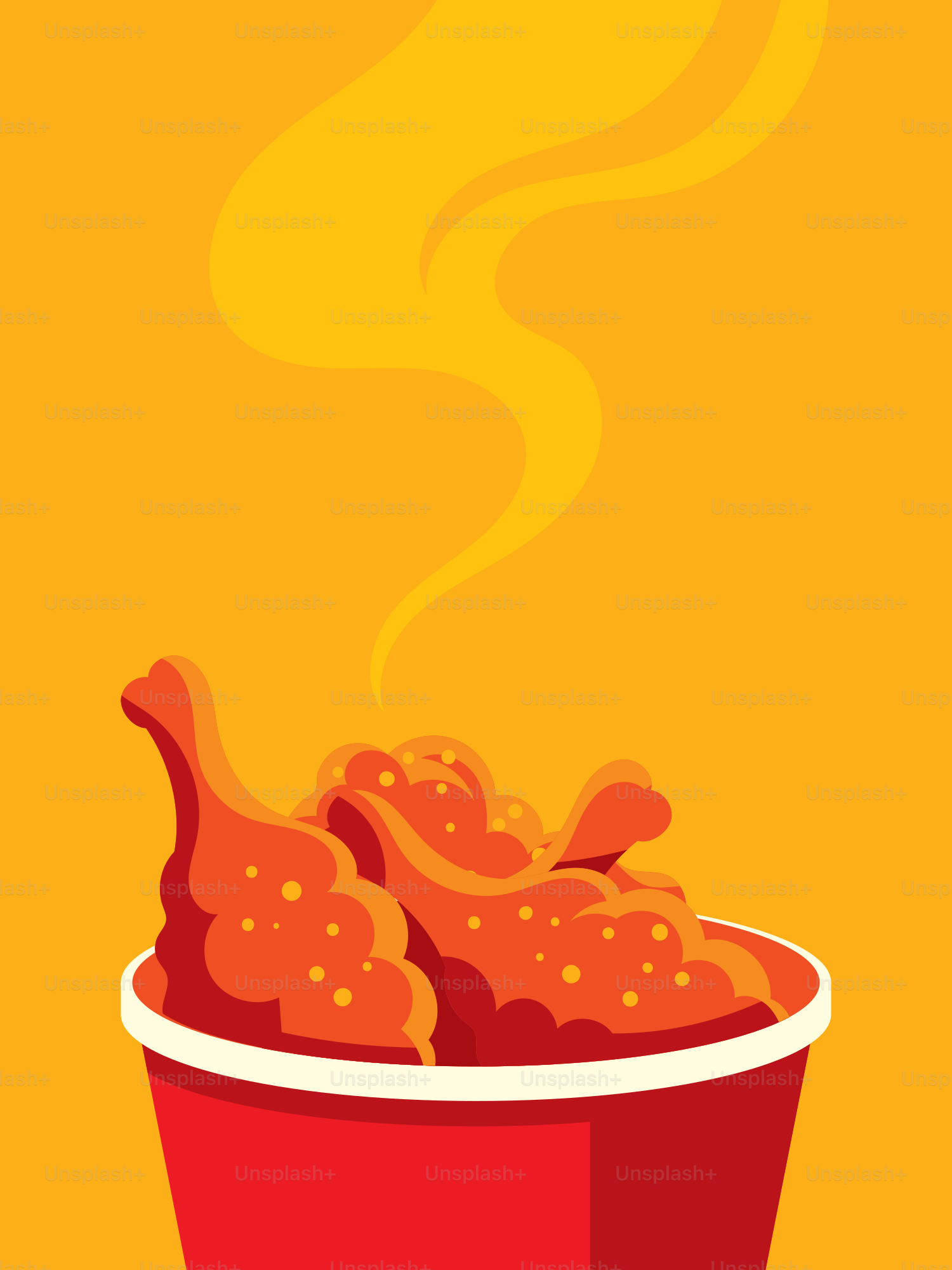 A red cup filled with food on top of a table