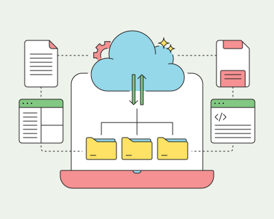 A laptop with a cloud on top of it