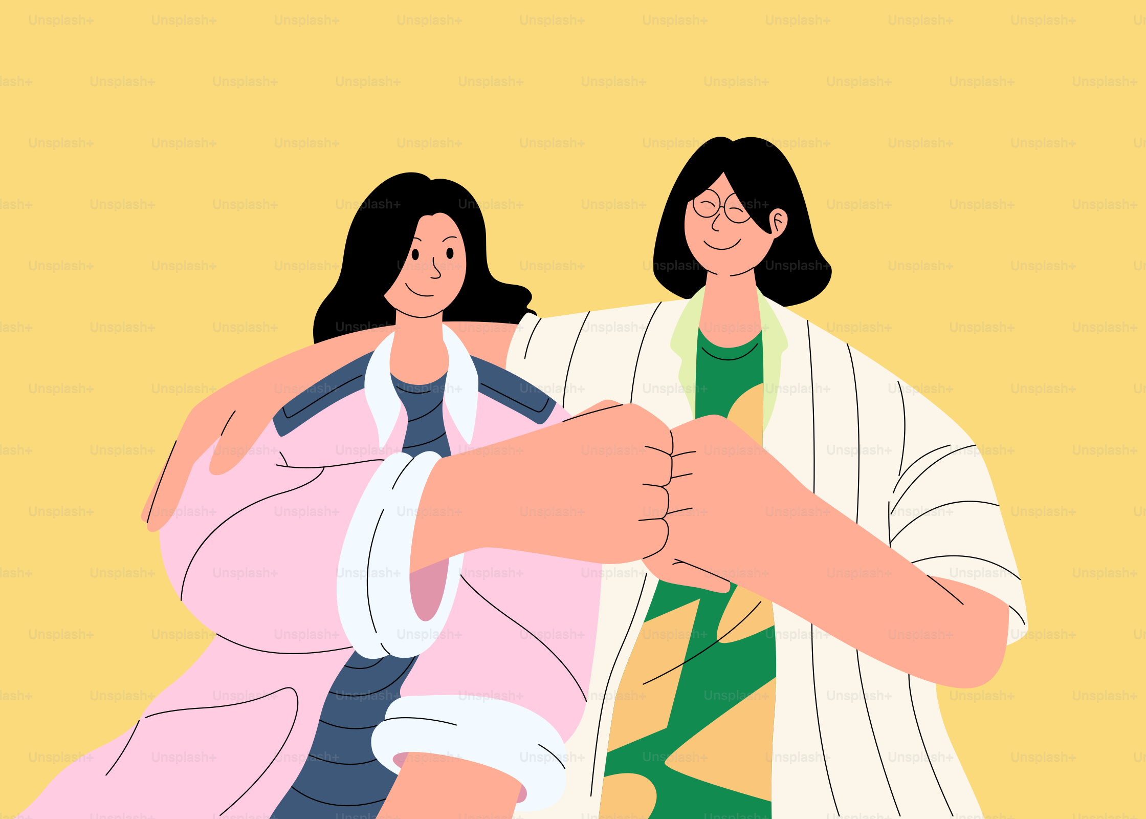 A couple of women standing next to each other