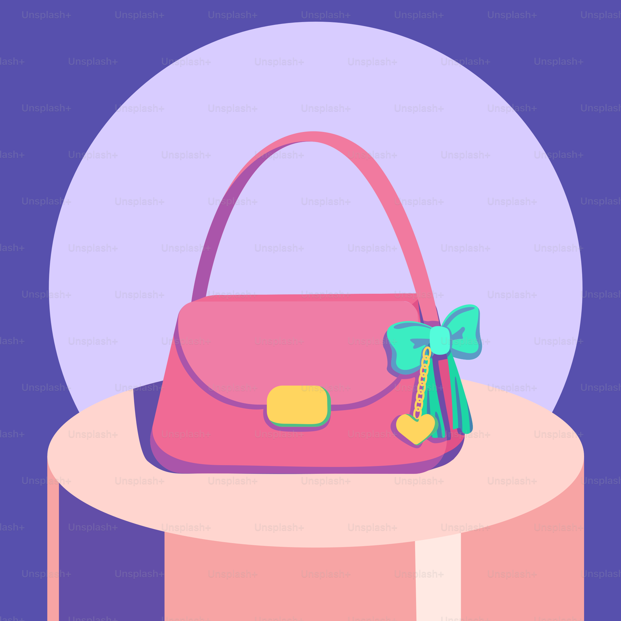 A pink purse sitting on top of a table