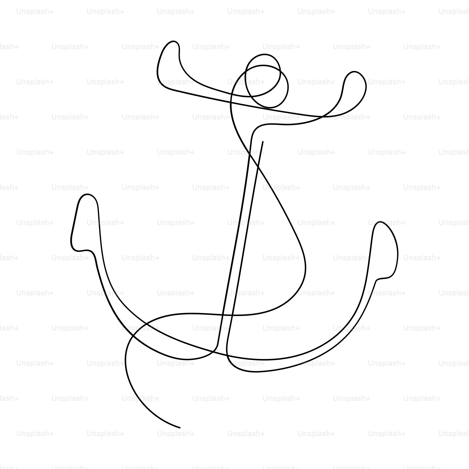 A drawing of an anchor on a white background